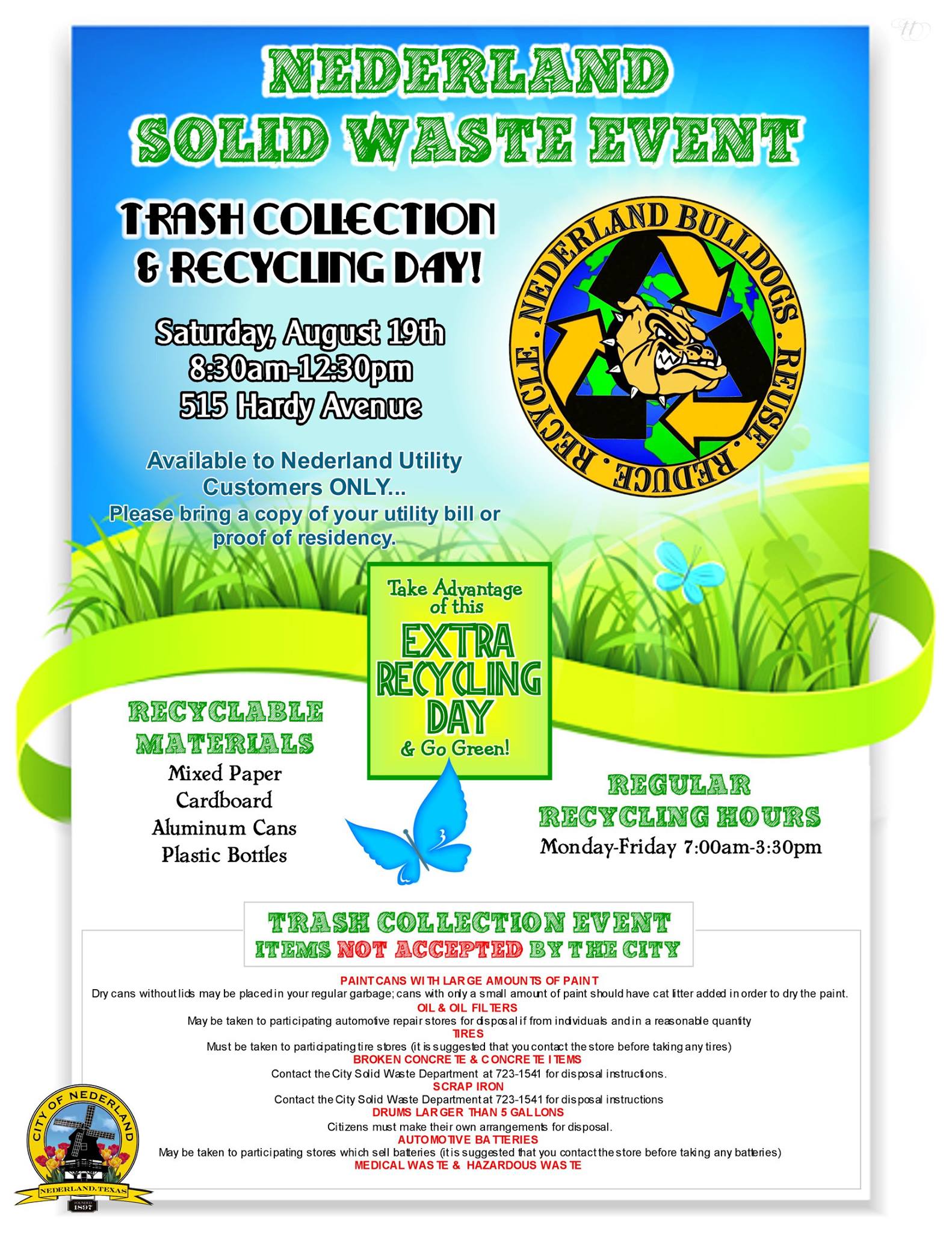Nederland Animal Shelter - TRASH COLLECTION & RECYCLING EVENT Saturday ...
