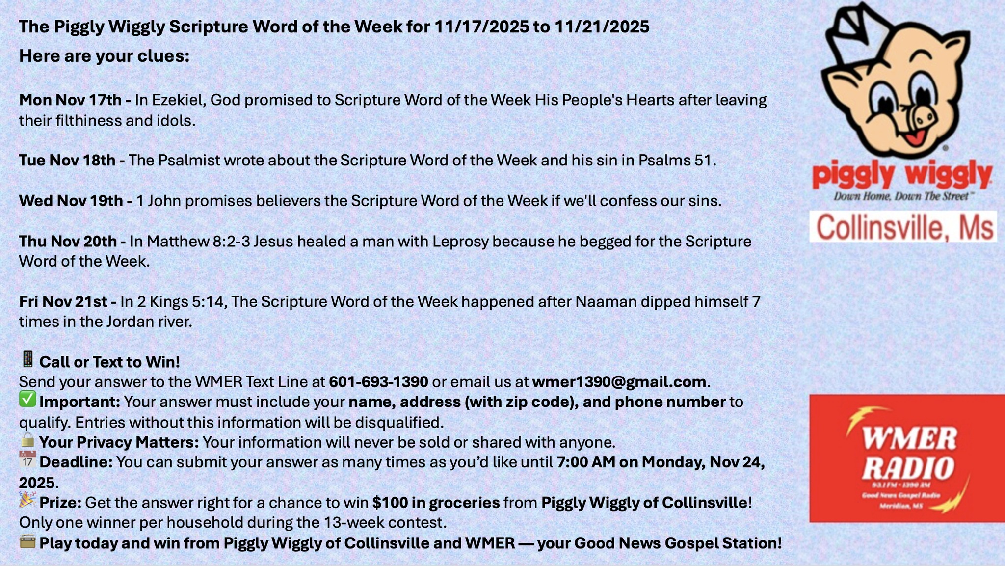 🛒 This Week’s Piggly Wiggly... - WMER Christian Radio | Facebook