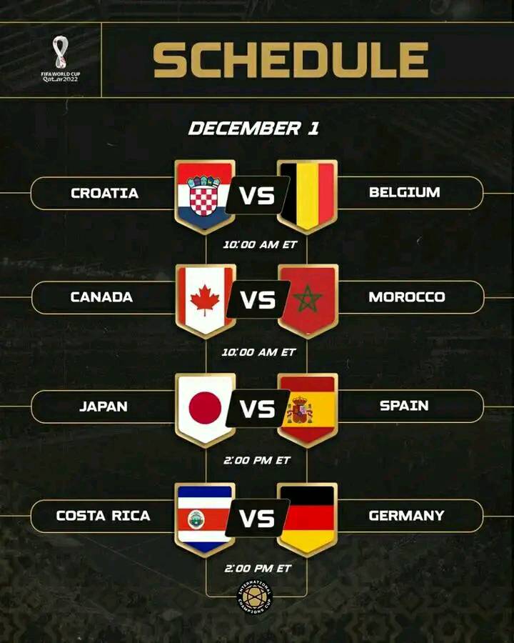 FIFA World Cup 2022 🗓 Thu, 01 December 2022 *** All-times UTC+7