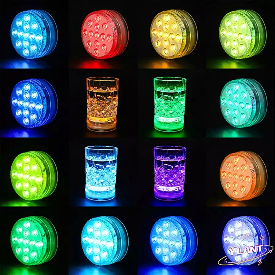Lot 2 Lampes LED Submersibles IP68 - 16 Couleurs Télécommandées - Pour Piscine, Aquarium, Fêtes