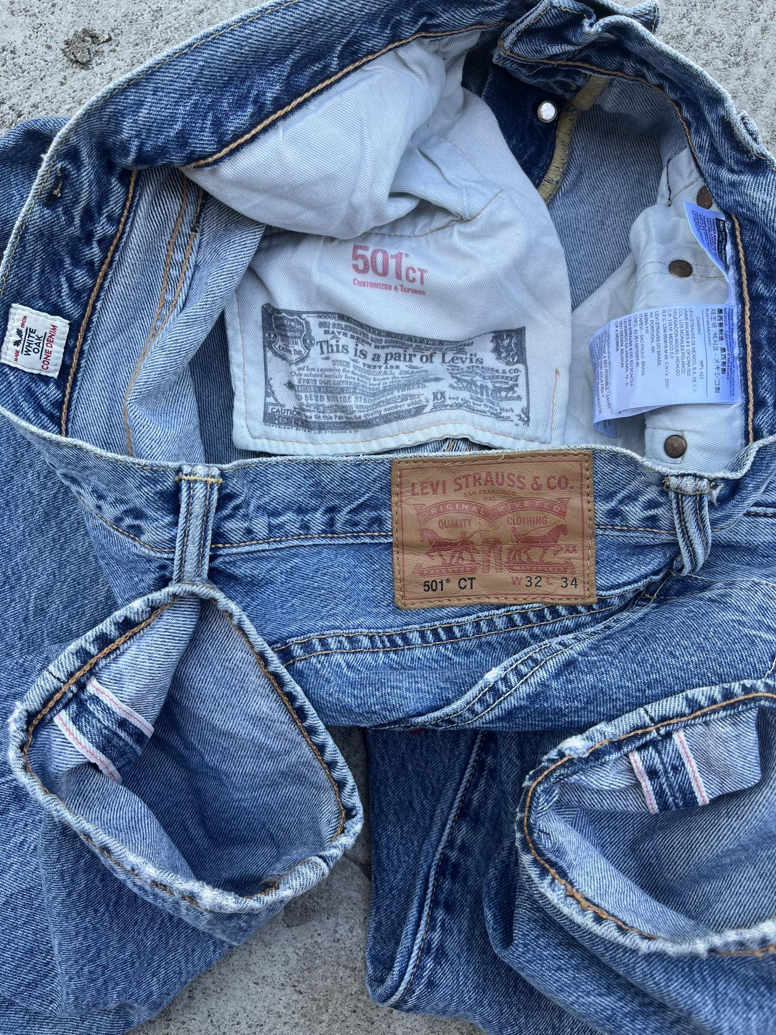 Levis 501ct white oak selvedge size 32 for sale