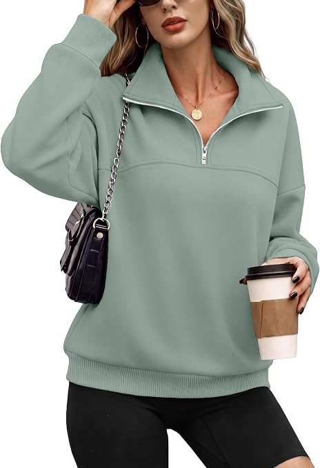 「O」感謝SALE♡ AD 45% OFF Code + 20% Coupon! Women's Quarter-Zip Fleece Hoodie