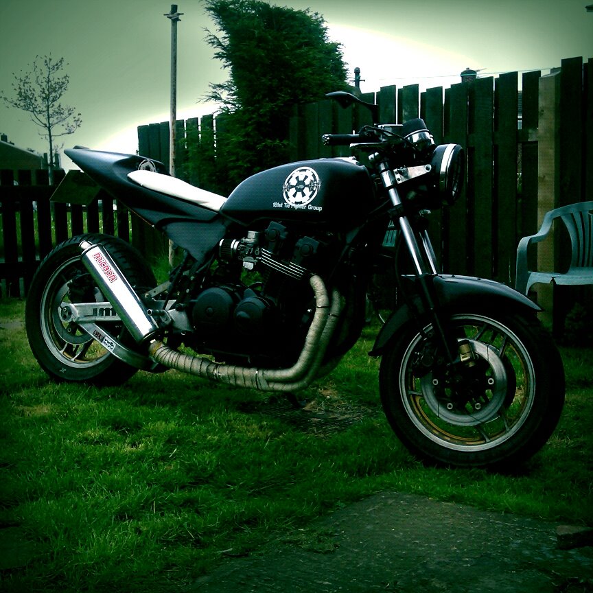 almost forgot about this one . cb750 kz with a 900 engine , r1