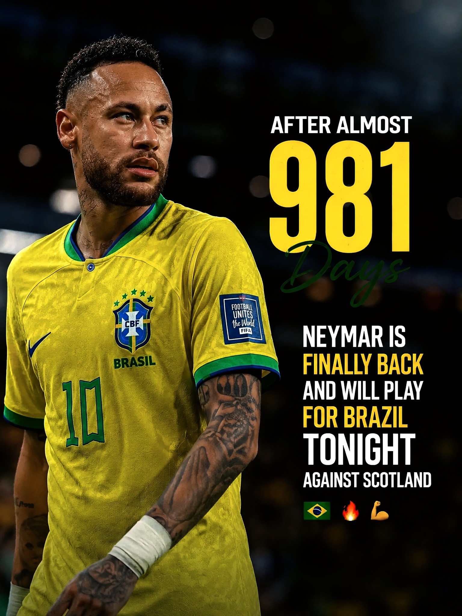 テレビ Neymar 🇧🇷👑 THE PRINCE RETURNS! 👑🇧🇷 After 981 long days of injuries