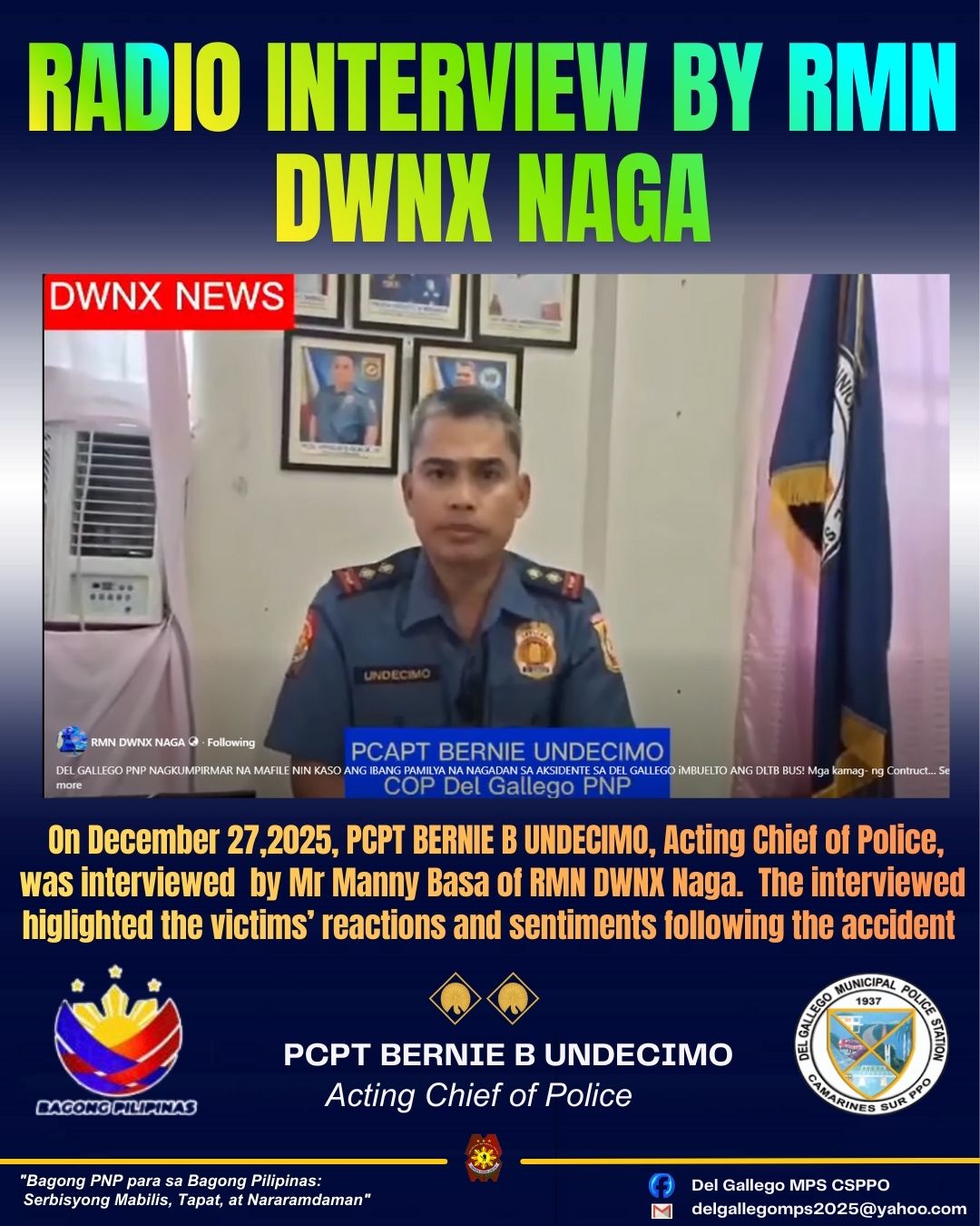 Del Gallego - 𝐑𝐀𝐃𝐈𝐎 𝐈𝐍𝐓𝐄𝐑𝐕𝐈𝐄𝐖 𝐁𝐘 𝐑𝐌𝐍 𝐃𝐖𝐍𝐗 𝐍𝐀𝐆𝐀 On December 27,2025 ...