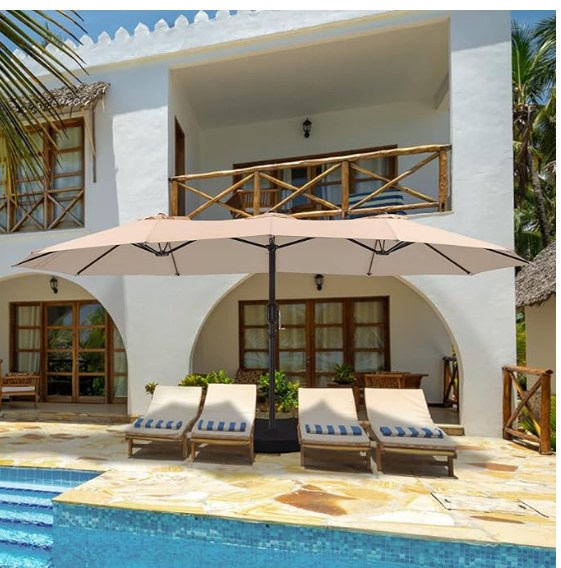 bluu patio umbrellas 10 FT Offset Umbrella Outdoor Cantilever Umbrella Hanging Umbrellas, Fade Resistant & Waterproof Solution-Dyed Canopy Fabric with Infinite Tilt, Crank & Cross Base (Dark Grey) : Patio, Lawn [Intro] Bluu Redwood Cantilever Umbrella