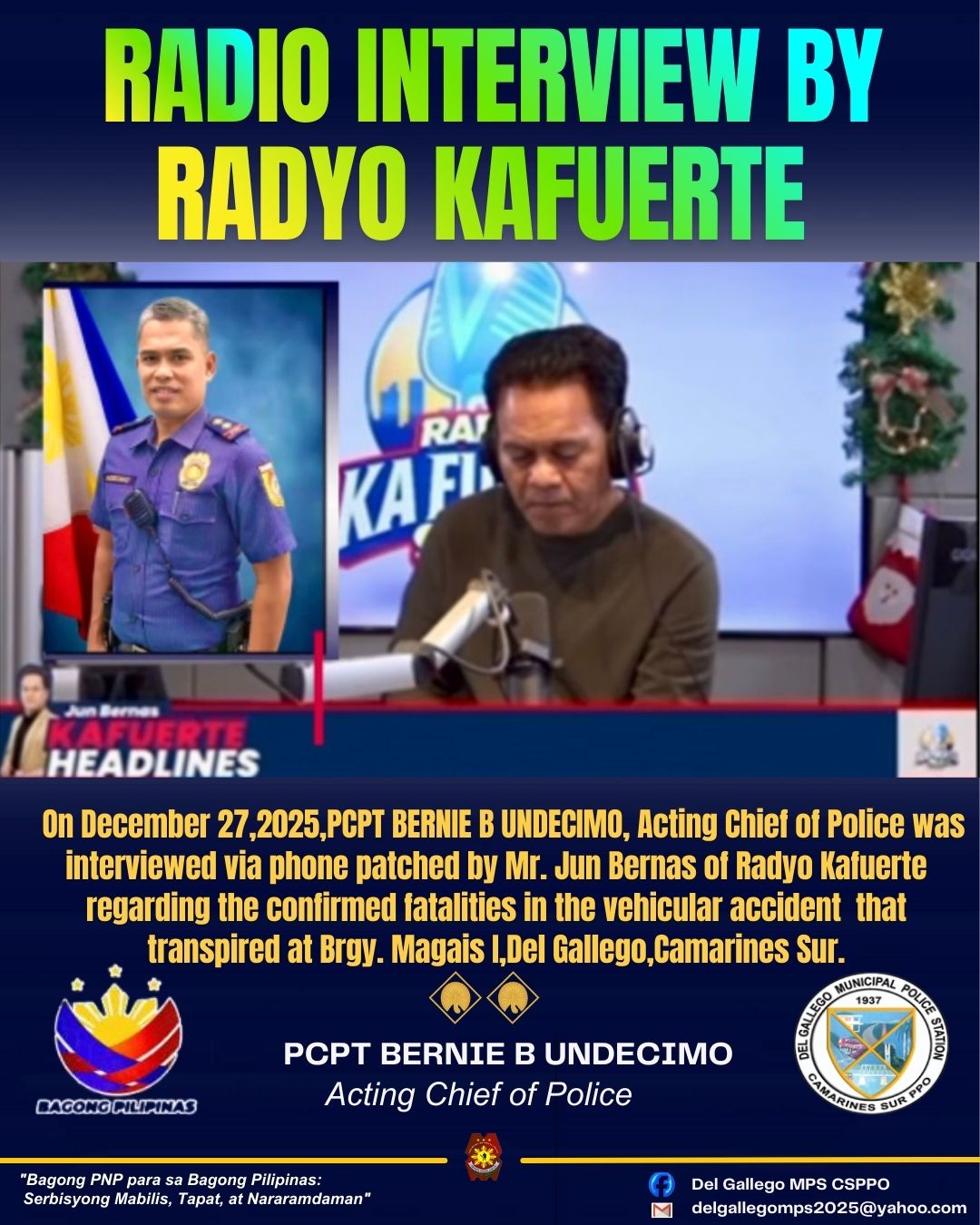 Del Gallego - 𝐑𝐀𝐃𝐈𝐎 𝐈𝐍𝐓𝐄𝐑𝐕𝐈𝐄𝐖 𝐁𝐘 𝐑𝐌𝐍 𝐃𝐖𝐍𝐗 𝐍𝐀𝐆𝐀 On December 27,2025 ...