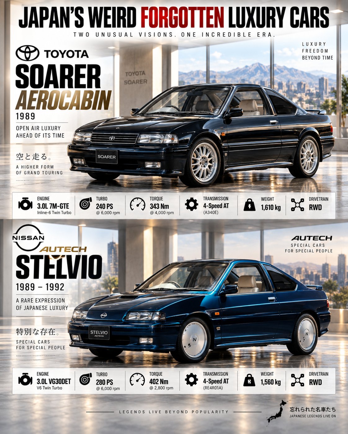 Japan's Weird Forgotten Luxury Cars — Toyota Soarer Aerocabin vs