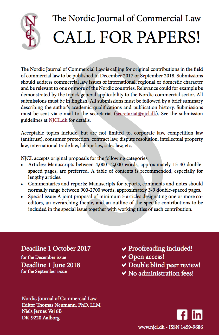 Nordic Journal of Commercial Law - We're calling for papers to be ...