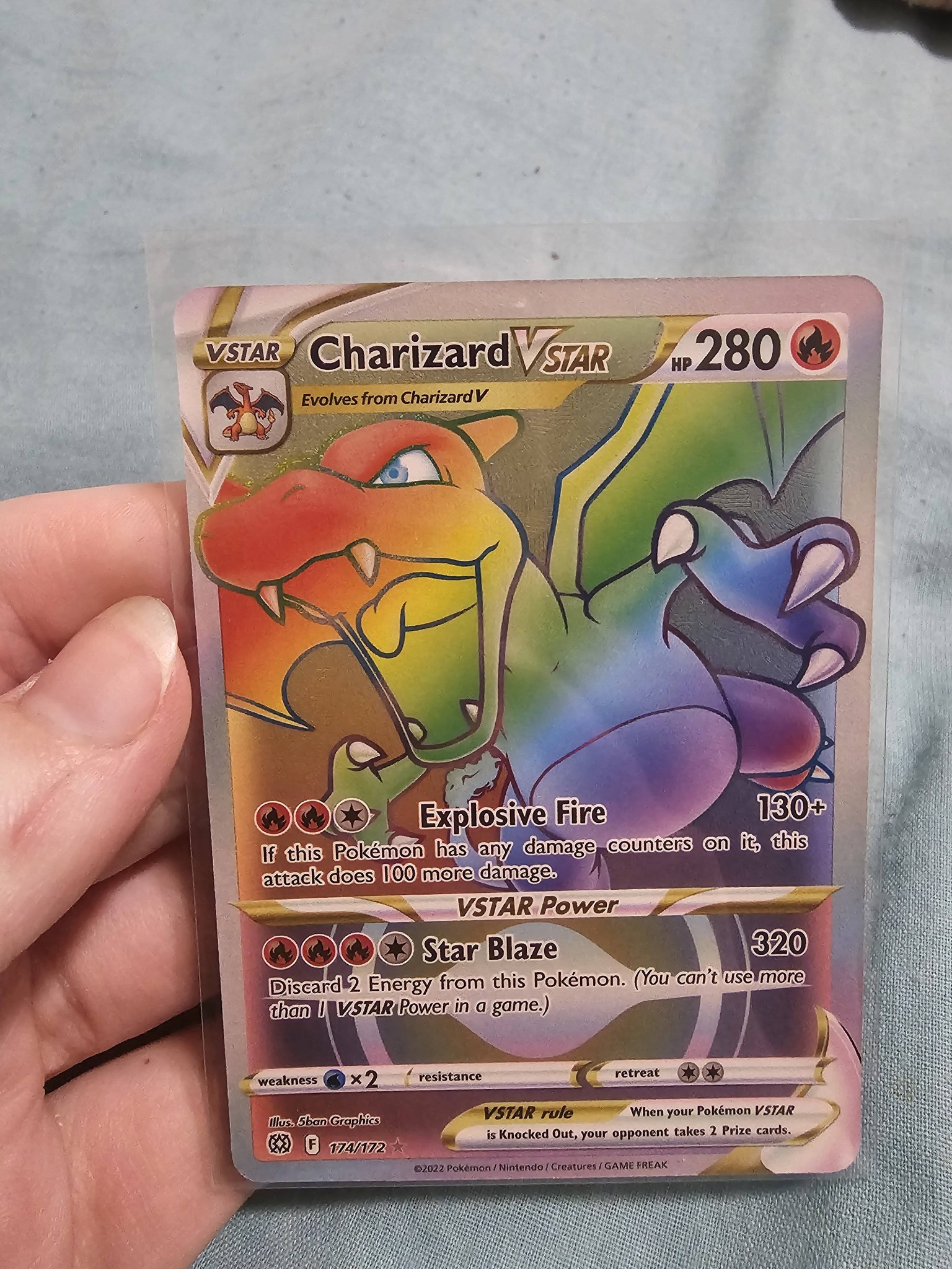 pokemon card 174 172 Charizard VSTAR Brilliant Stars Rainbow 174/172 PSA 10  TBC Games Fire / 280 / VSTAR Pokemon Charizard VStar Rainbow PSA