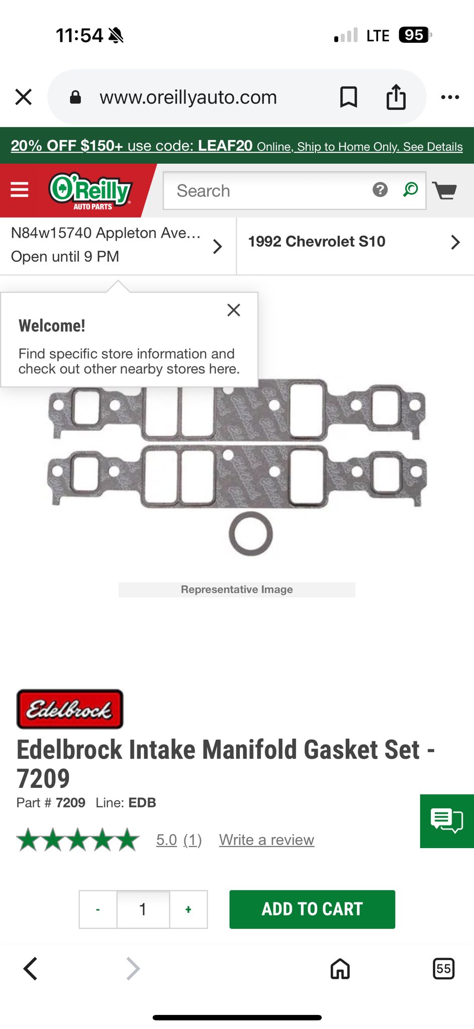 Edelbrock 7207 Intake Manifold Gasket Set – Performance Fit, USA Made 4 thumbnail image