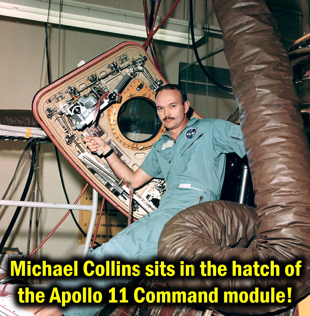 This image of Michael Collins sitting in the hatch of the Apollo