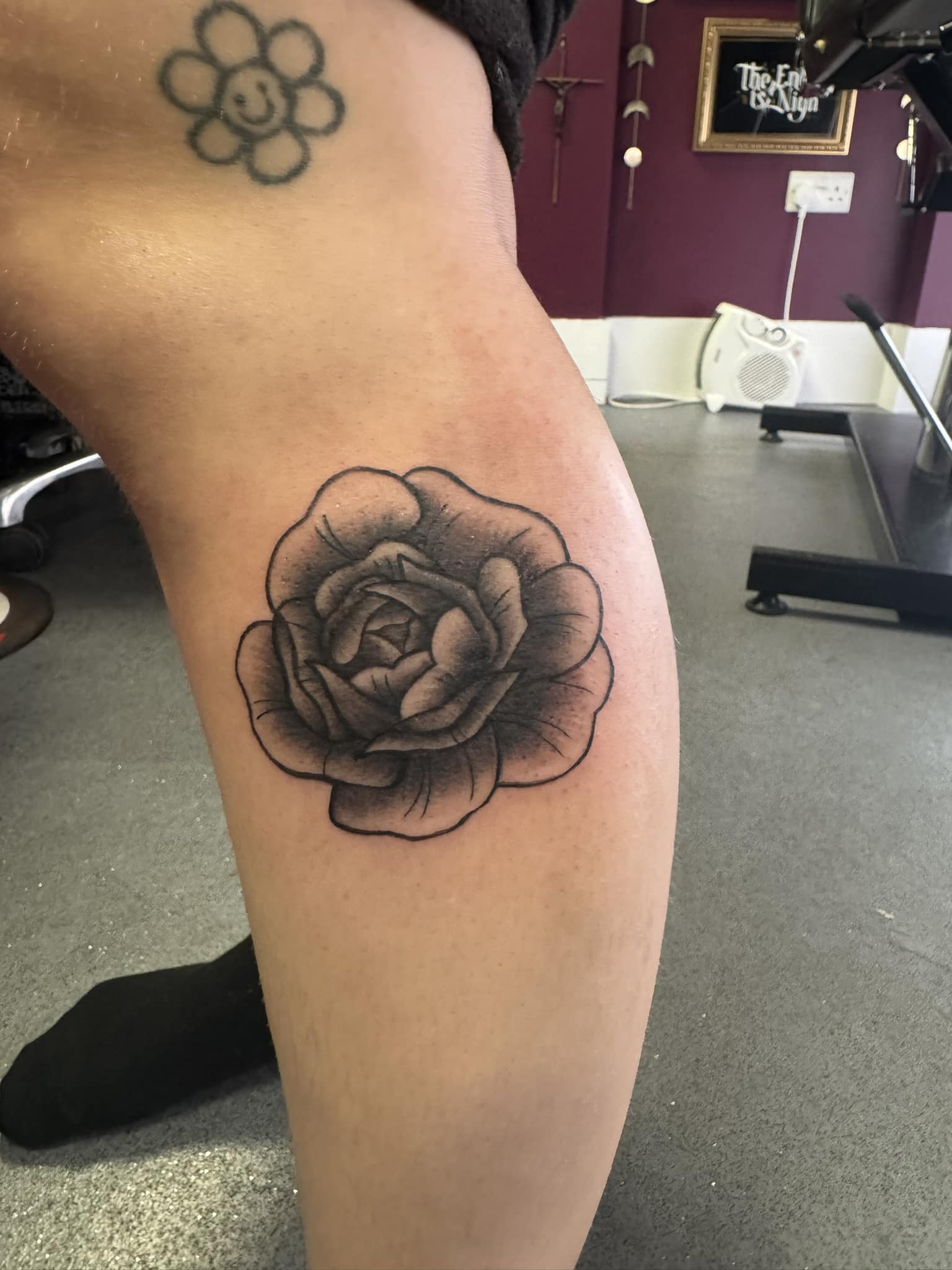 Jazzy's first tattoo! @jaz.marshall1234 #tattoo #blackworktattoo
