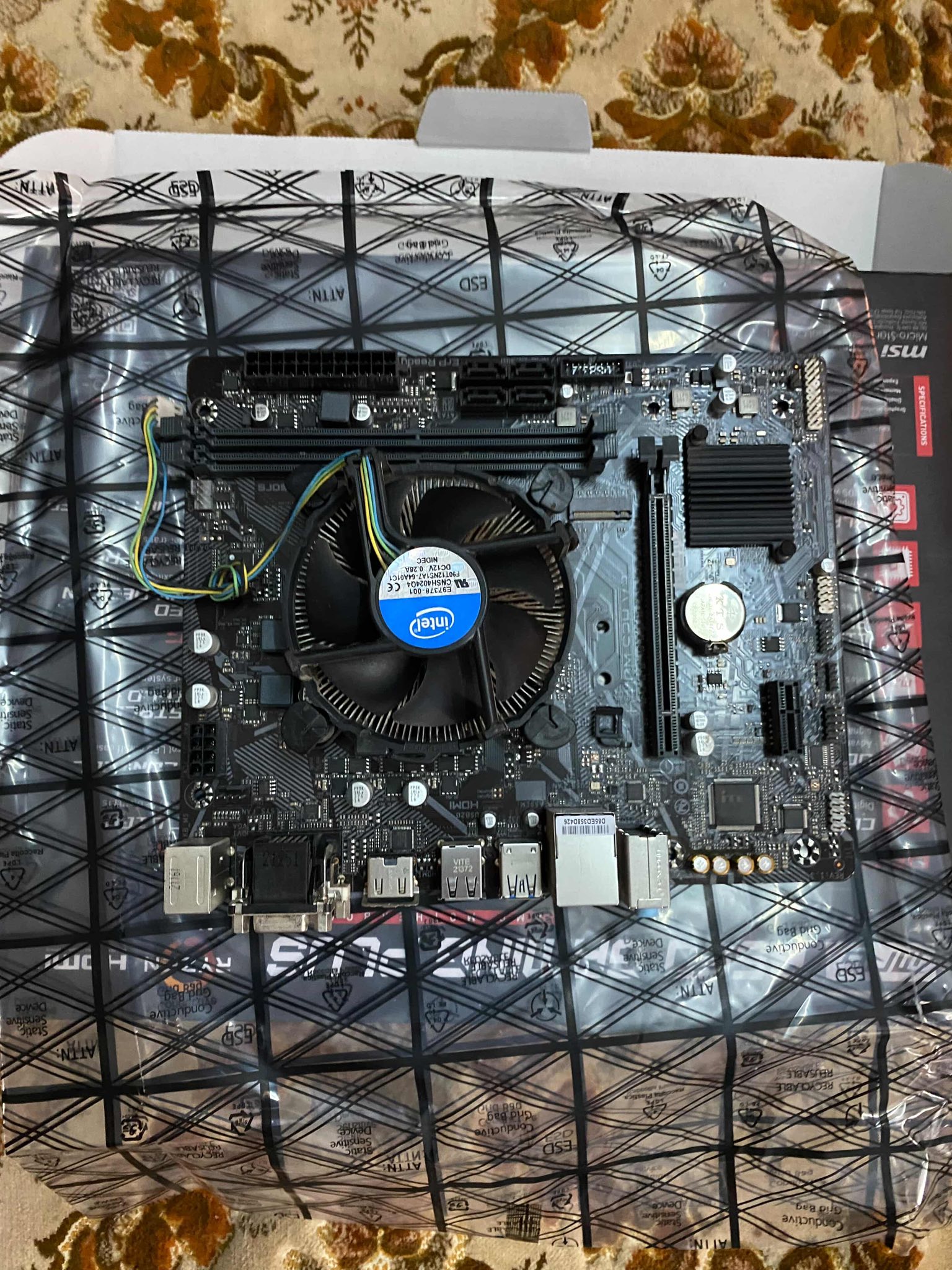 Intel I3 10105F Mother Board H410M S2H V3 with intel I3 10 gen cpu fan