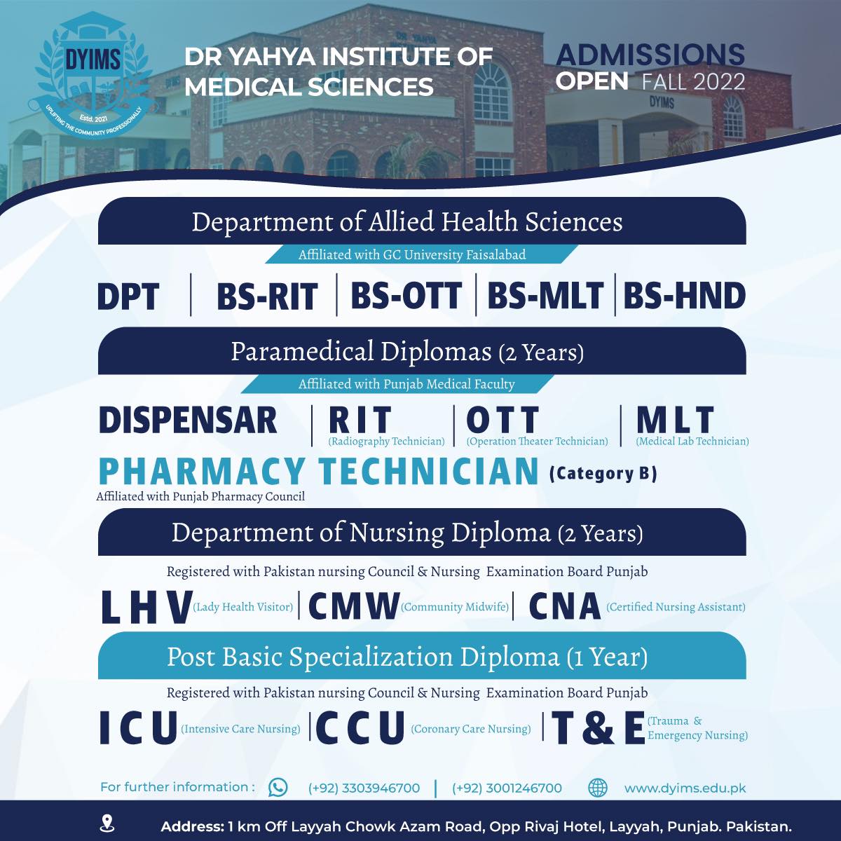 DYIMS - Dr Yahya Institute of Medical Sciences | Layyah