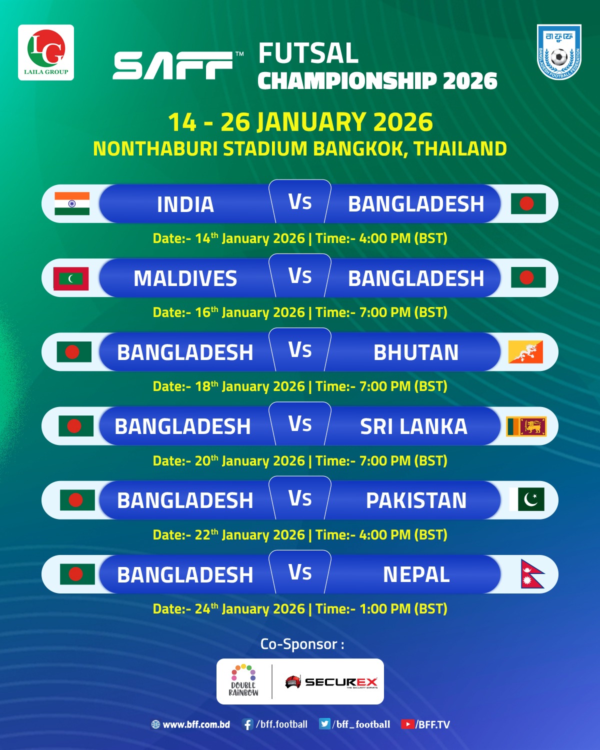 Revised Fixture || SAFF... - Bangladesh Football Federation | Facebook