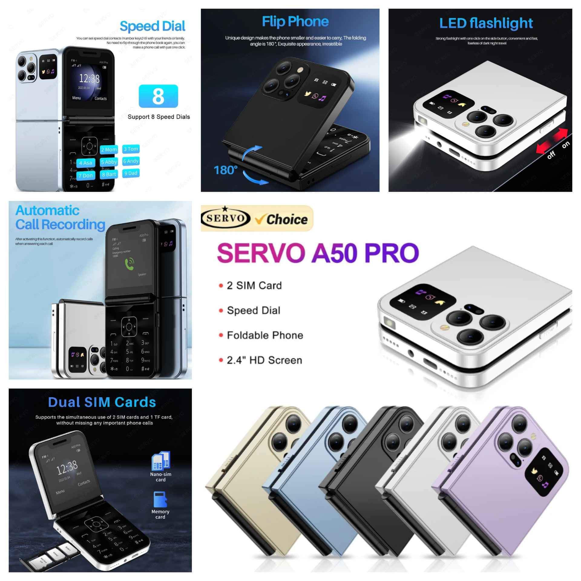 Electric market of pakistan | SERVO A50 Pro Flip Phone Dual SIM Card ...