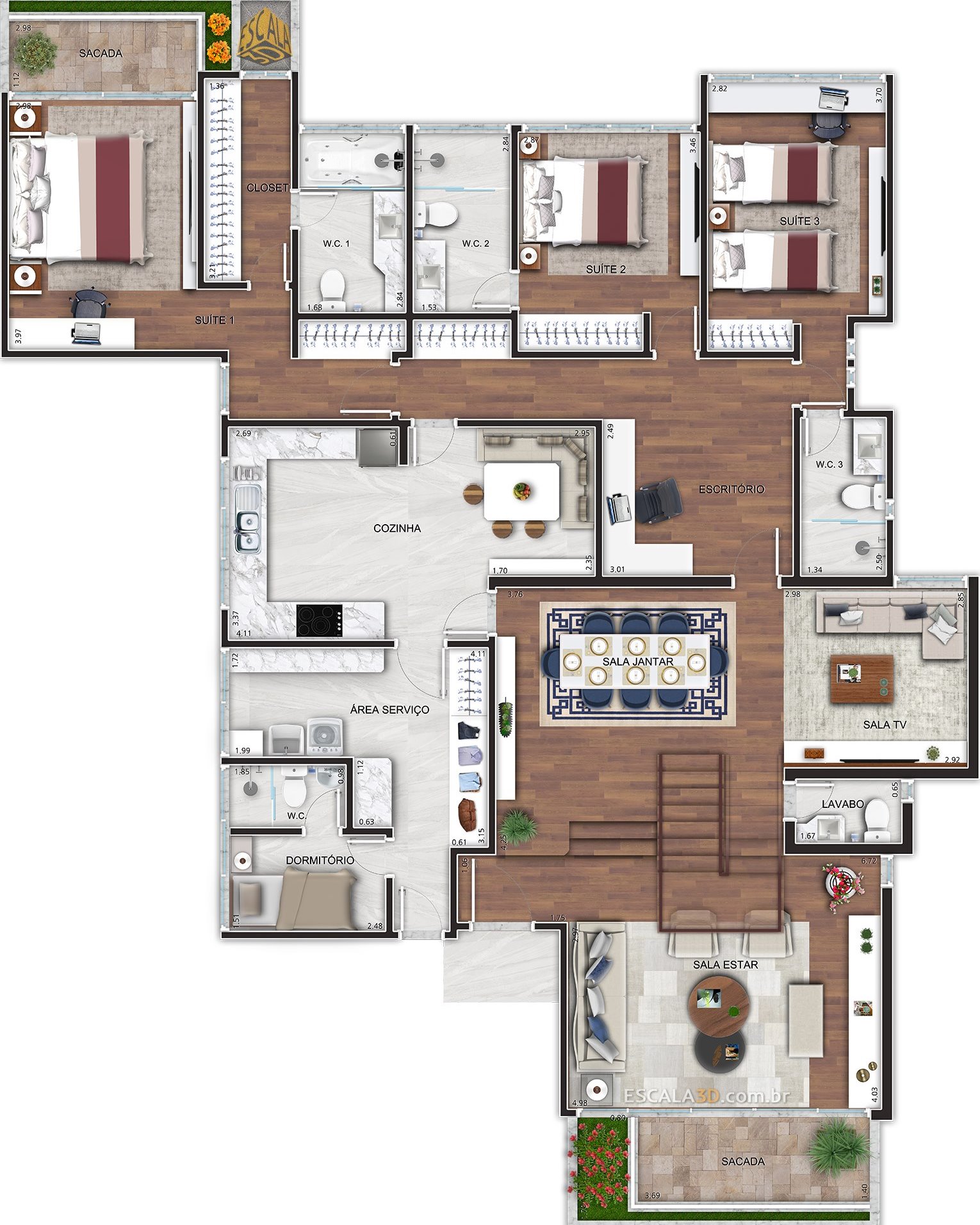 Escala 3D - #PlantaHumanizada de #Cobertura #Duplex Seu... | Facebook