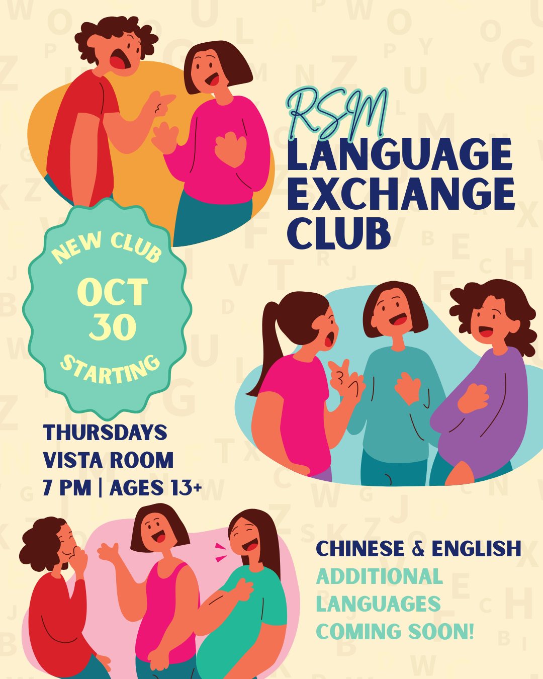 SAMLARC - Join the Language Exchange Club at the Vista Room starting ...