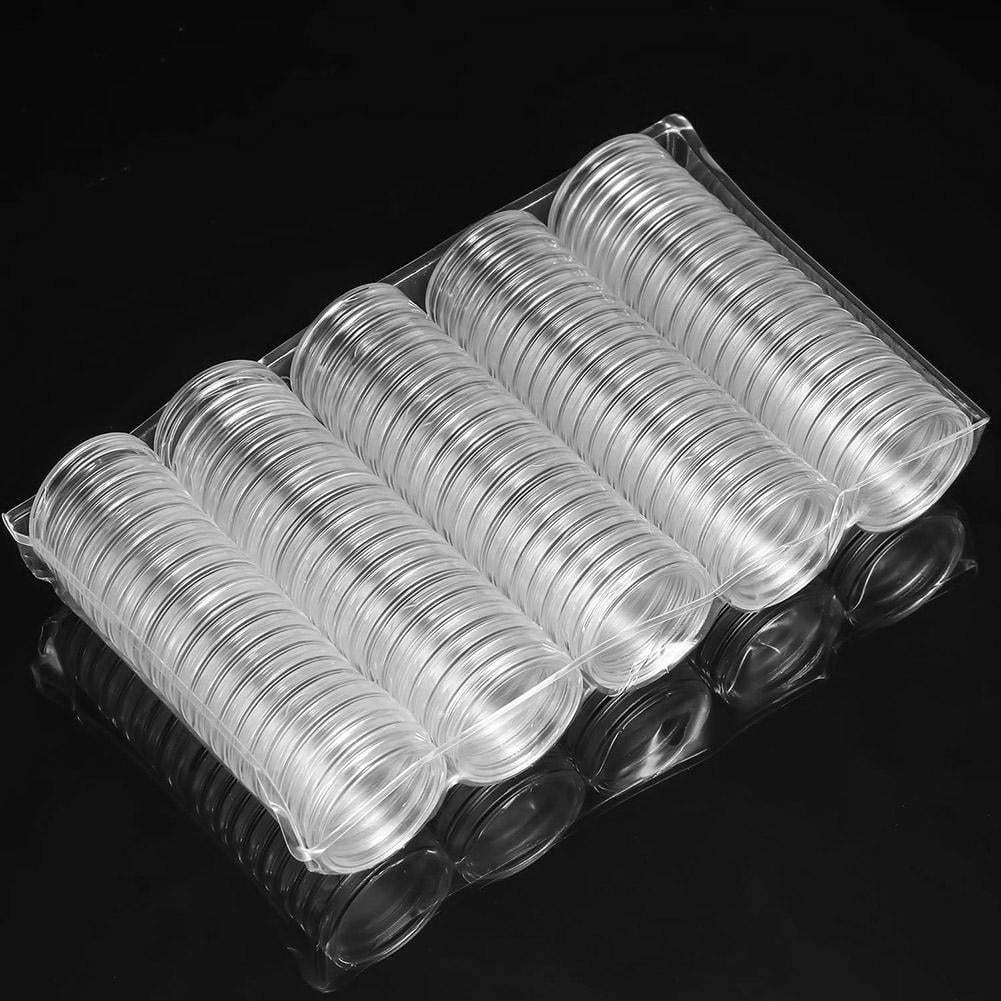 100 Cápsulas Acrílicas Para Monedas De 27 Mm – Fundas Protectoras Redondas Para Coleccionistas