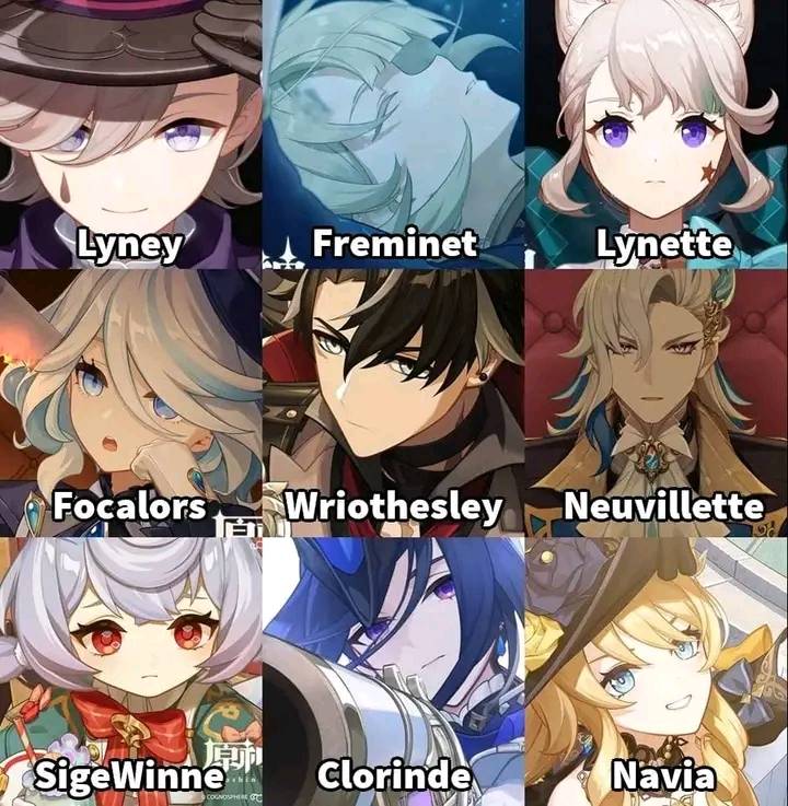 These are the complete Fontaine characters from Version 4.0 until 4.8.