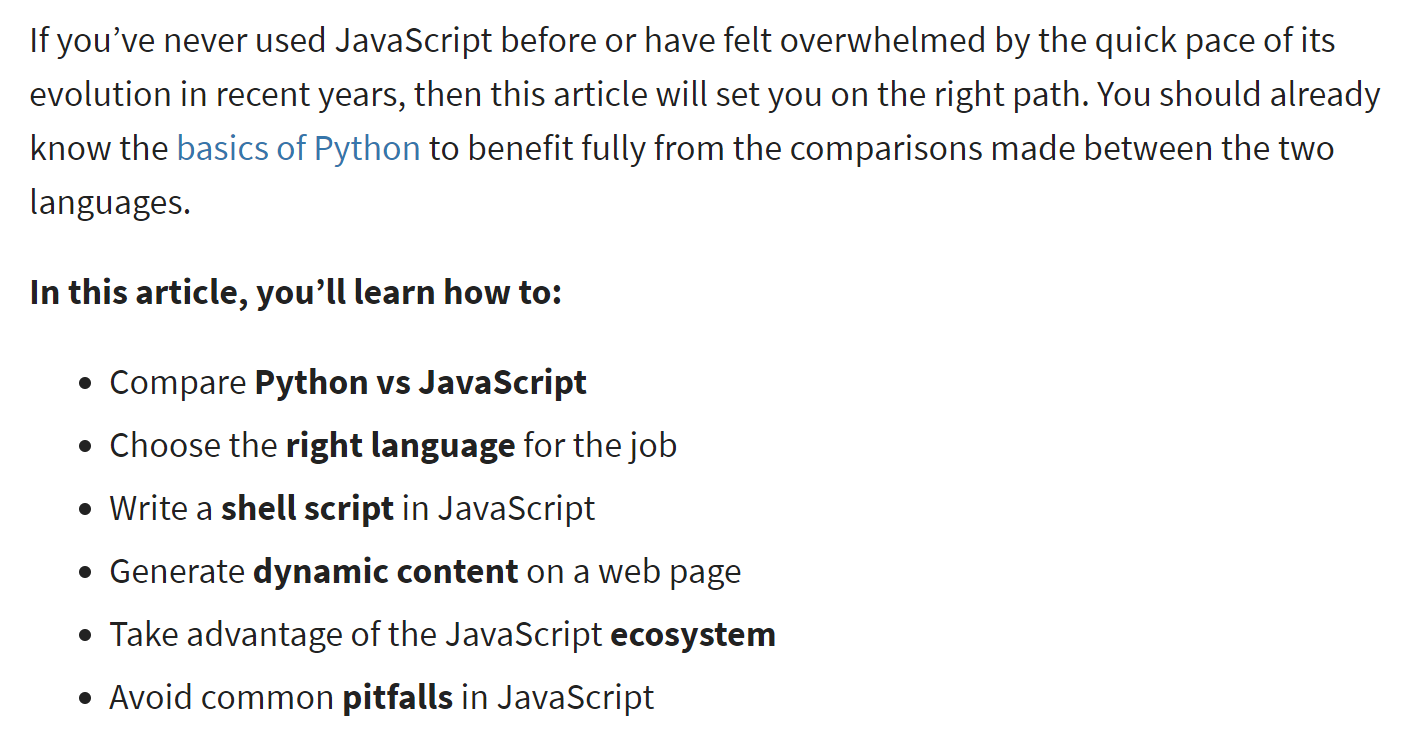 Real - 🐍 Python vs JavaScript for Pythonistas — https://realpython.com ...