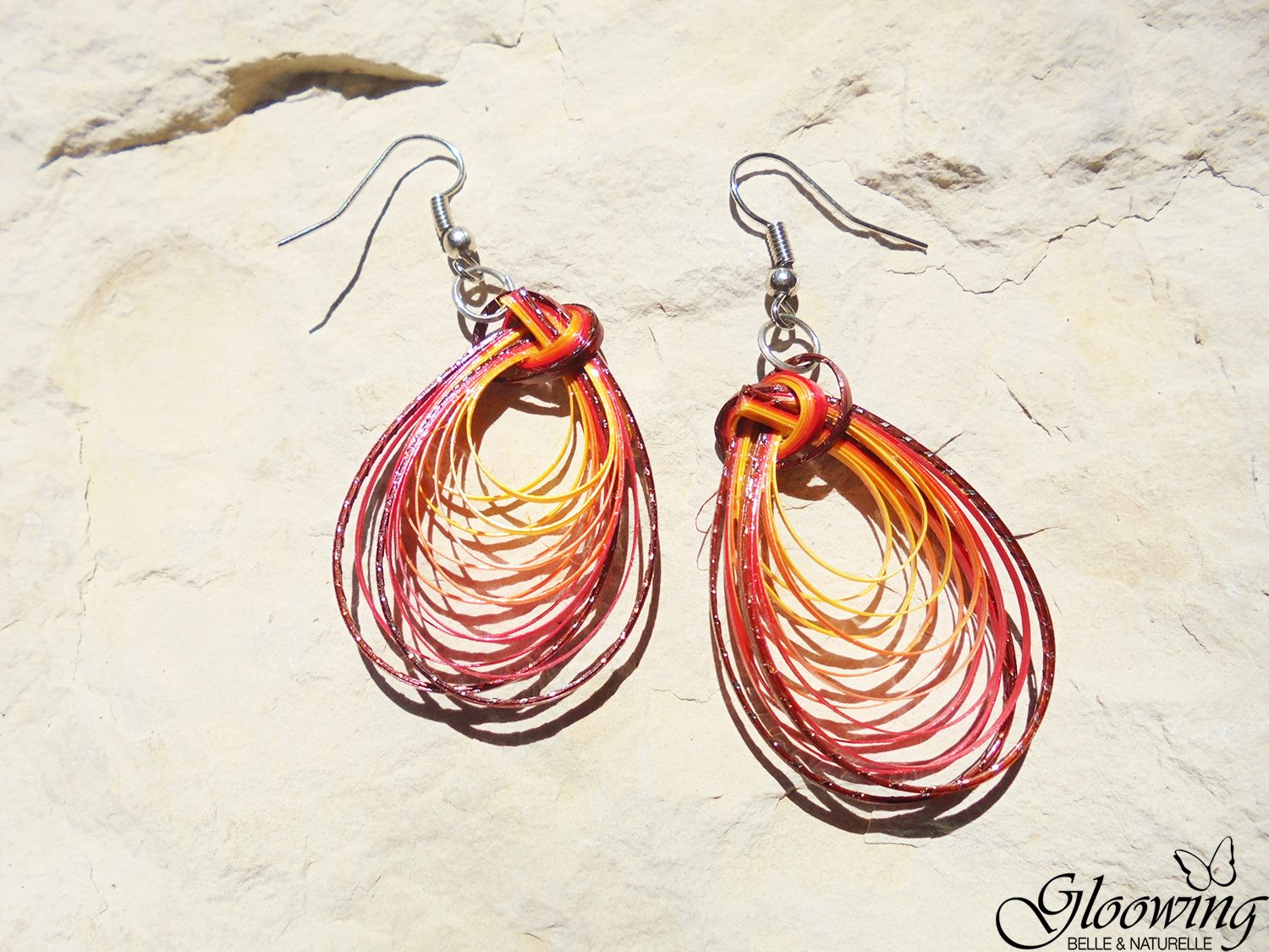 Boucles D'oreilles Artisanales Turquoise Et Marron - Cuivre Et Céramique - Clips