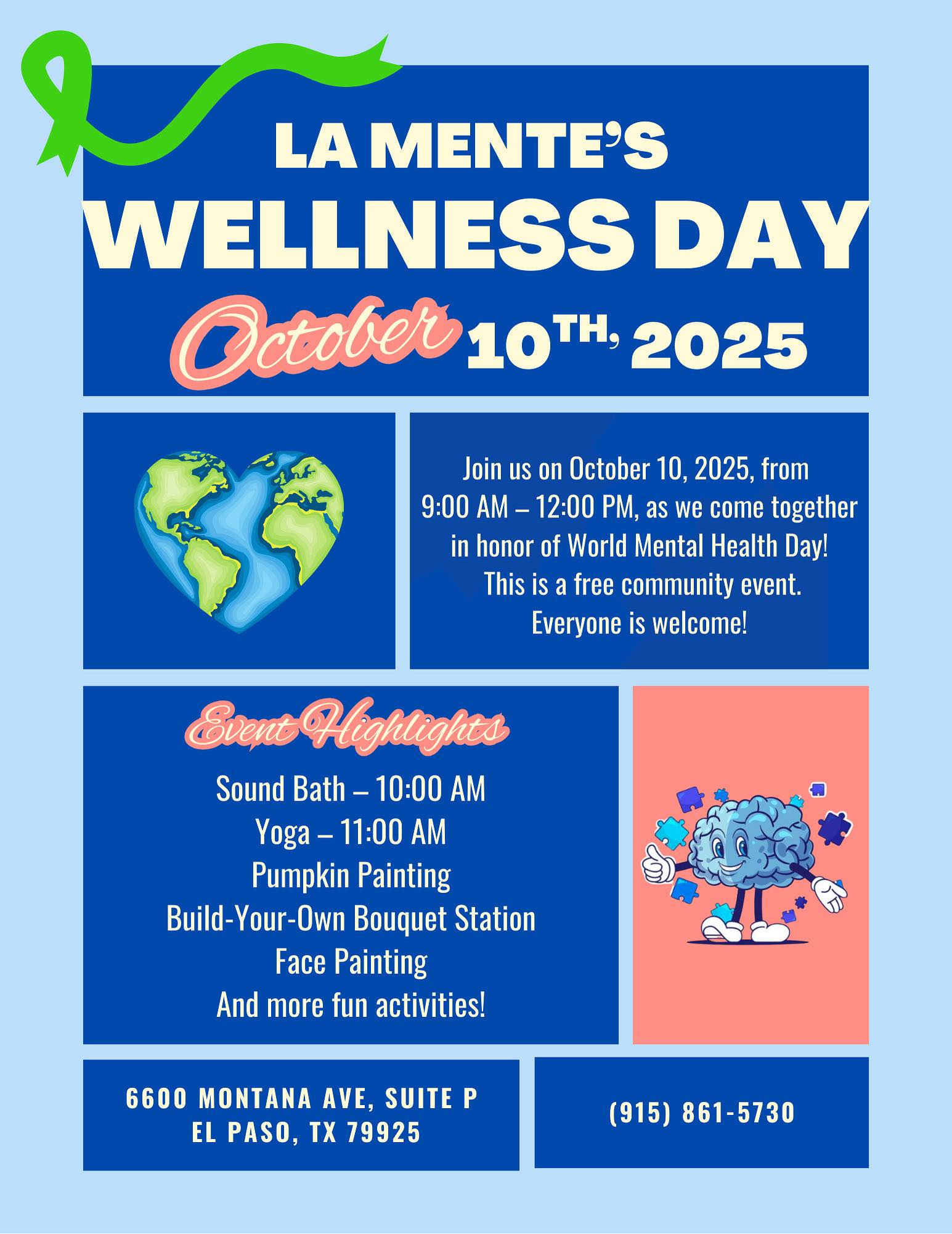 El Paso wellness event with mental health activities on October 10th