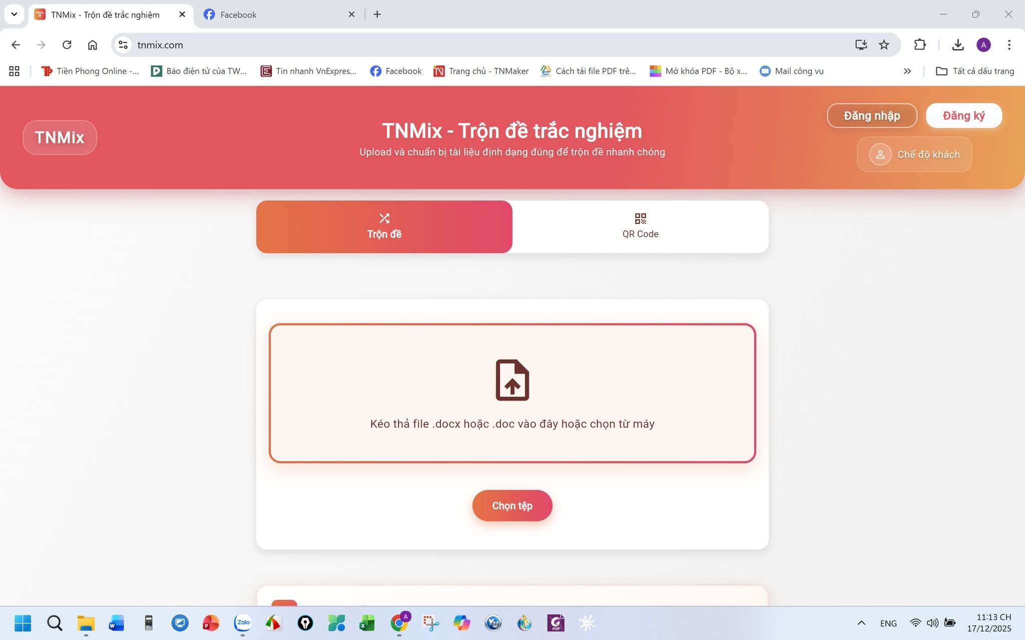 Phần mềm đảo đề trắc nghiệm trên web | Facebook