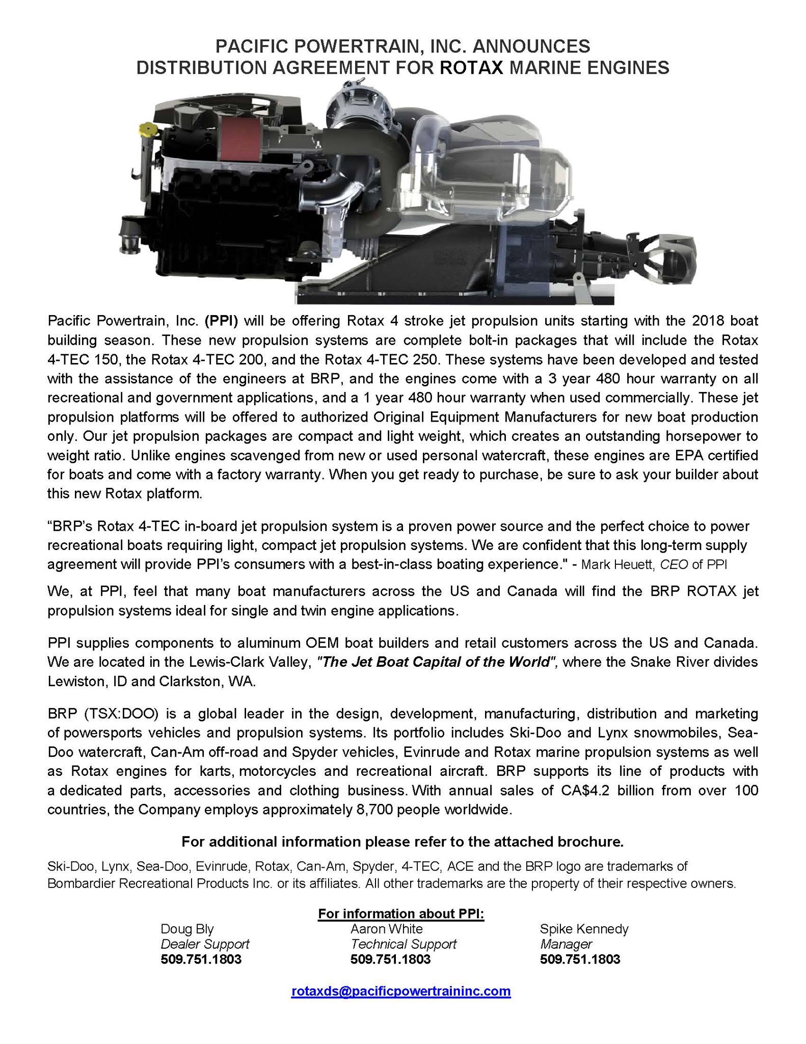 Pacific - PACIFIC POWERTRAIN, INC. ANNOUNCES DISTRIBUTION AGREEMENT FOR ...