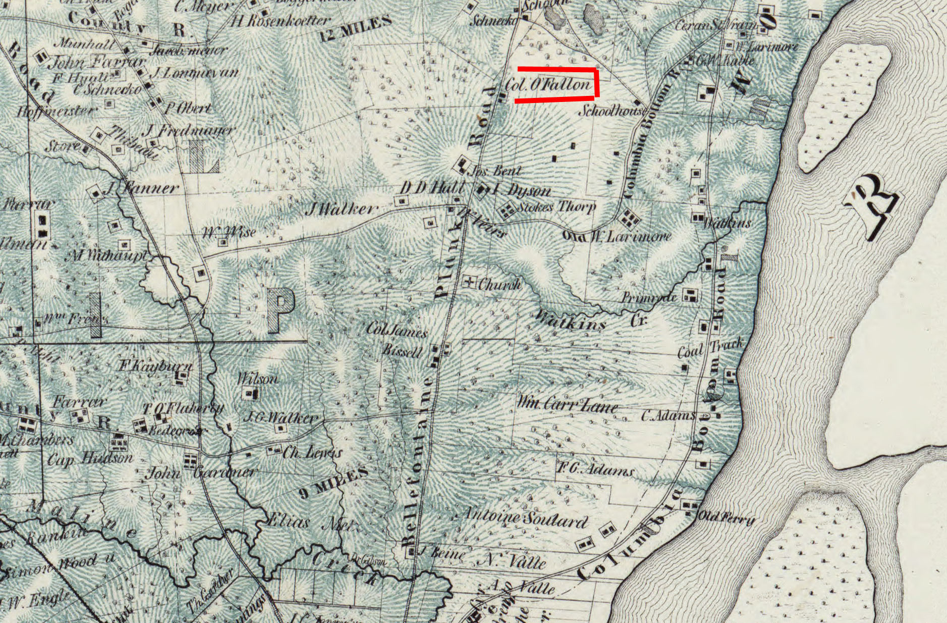 Our St. Louis History - 1857 topographic map showing the location of ...