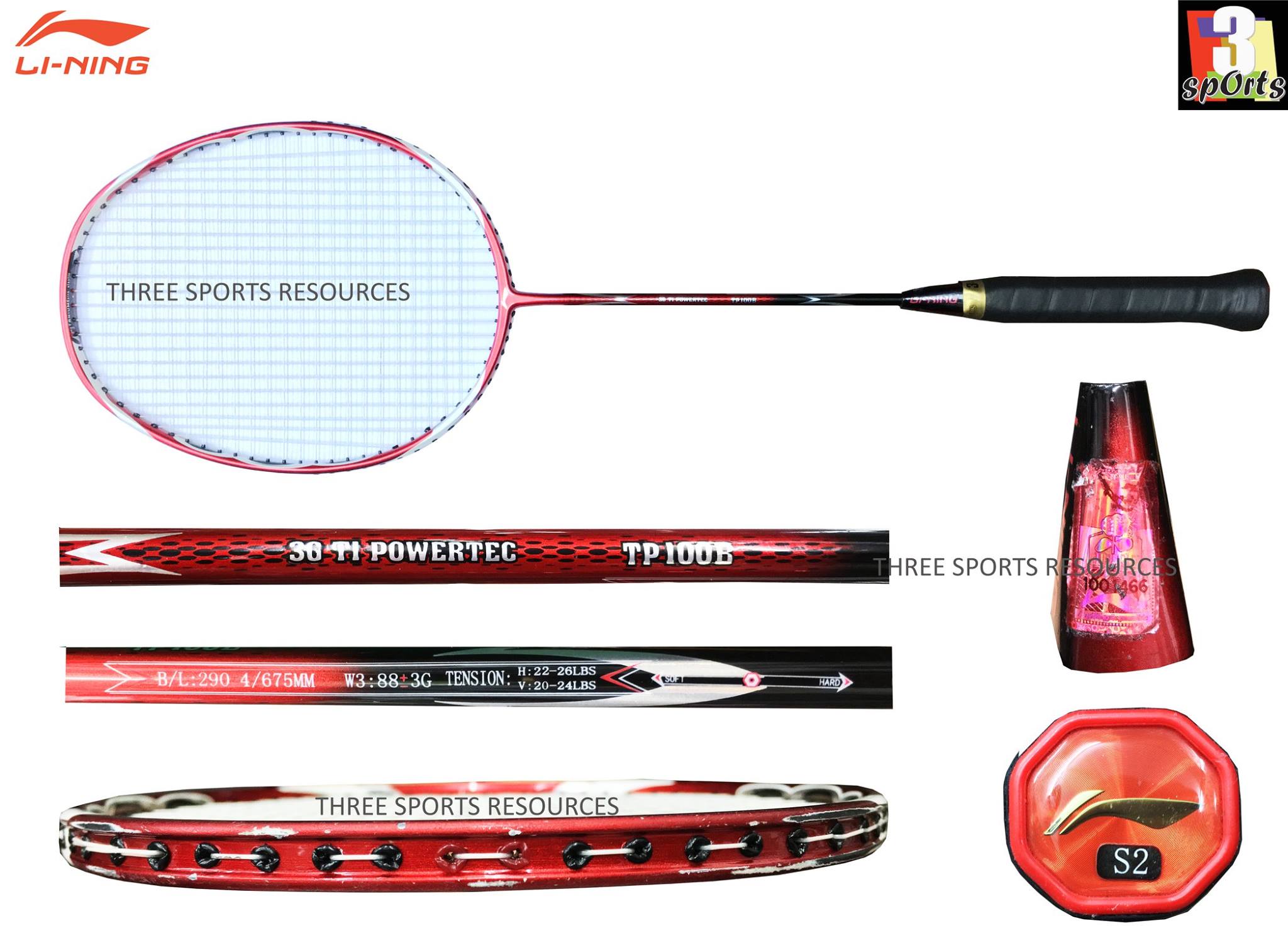 Three - [ USED RACKET ] : LI NING 3G TI POWERTEC TP100B [ SERIAL NO ...