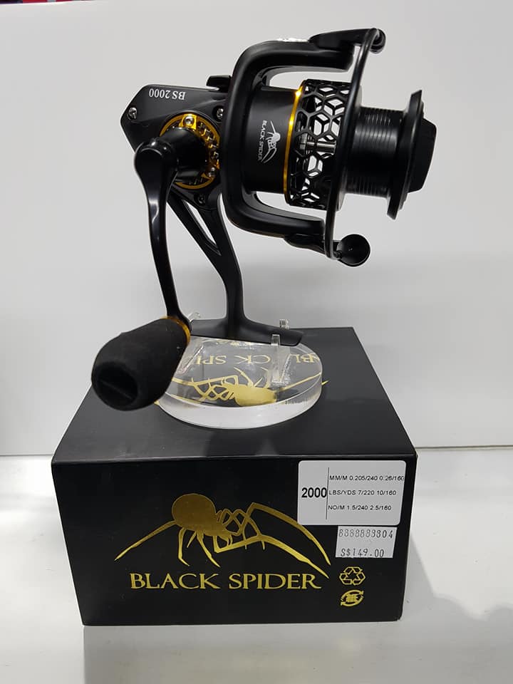 black spider fishing reel Seasir Arrow Spinning 5+1BB 5.2:1 Ratio Max Drag 8-13Kg  Pro Tackle World Duty Aluminum Build Features a double anodized aluminum cone Spider Bait Reel 721 18