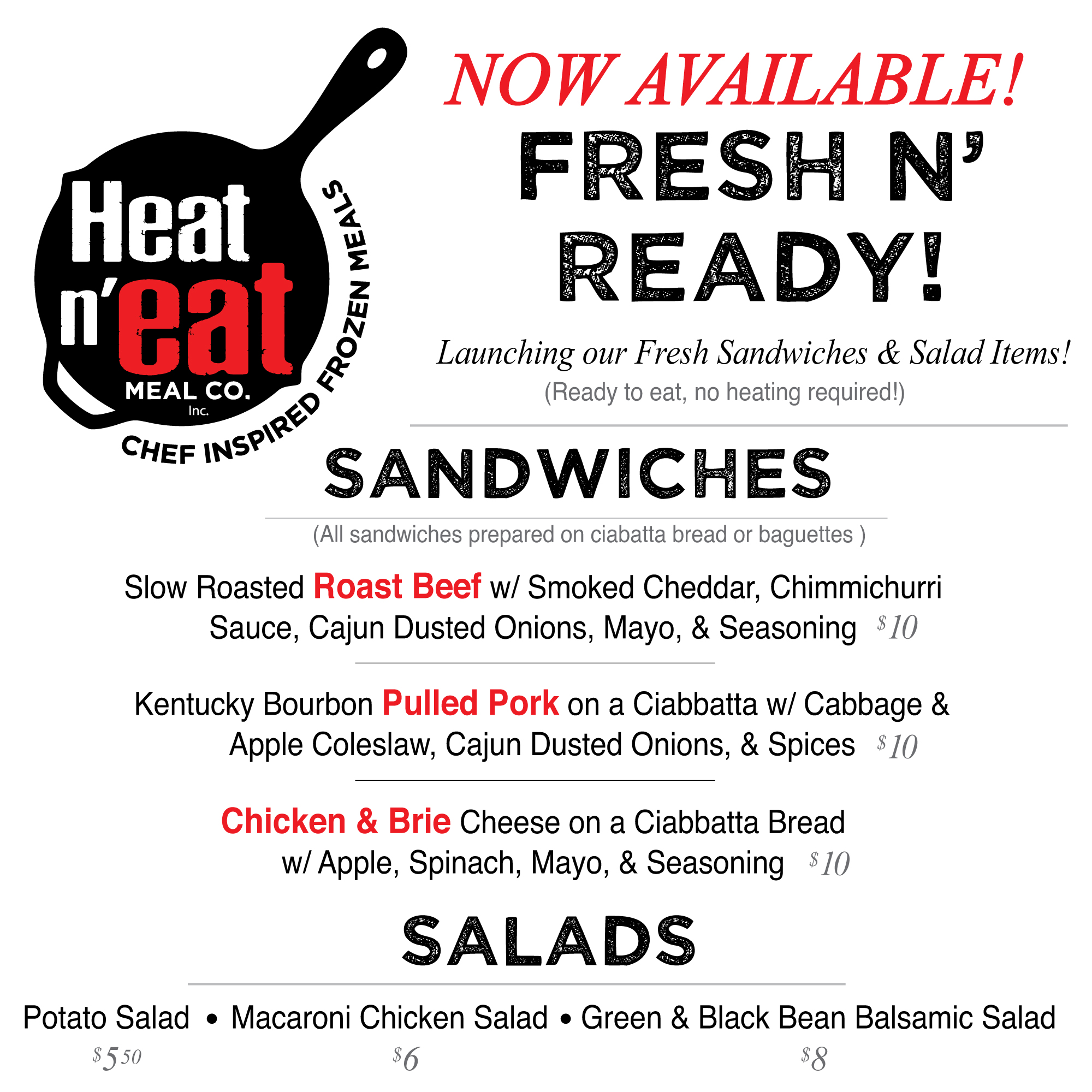 Our Fresh n' Ready Section is Now... - Heat n' Eat Meal Co