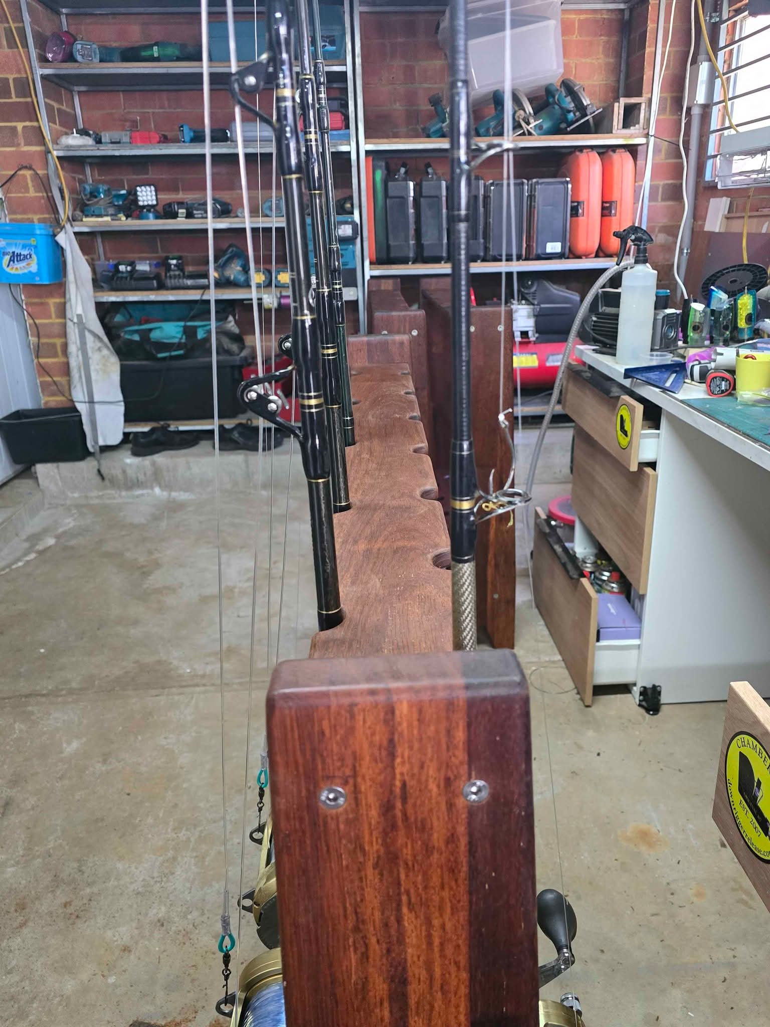 3 solid merbau timber fishing rod racks on wheels $550 each - Fishing ...