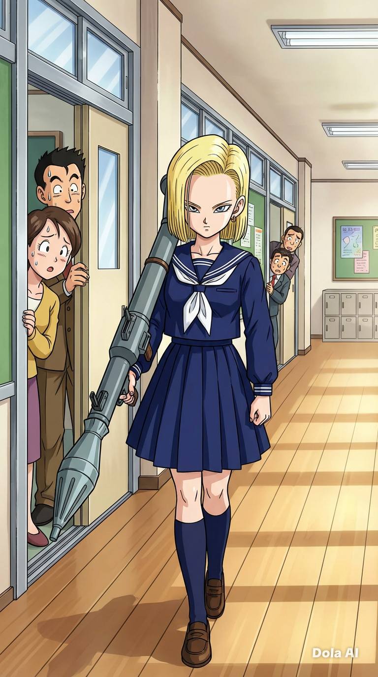 Android 18 at school