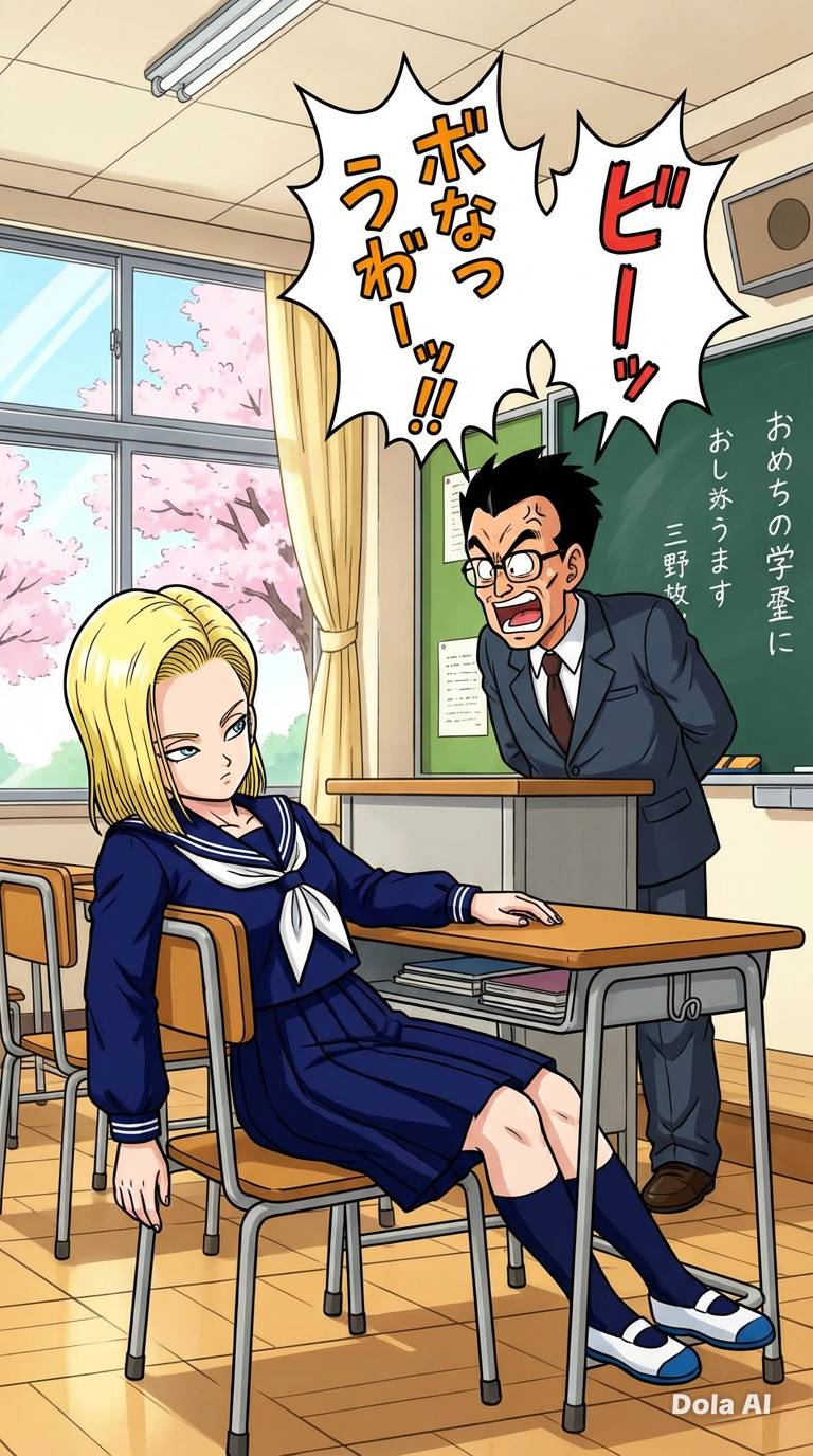 Android 18 at school