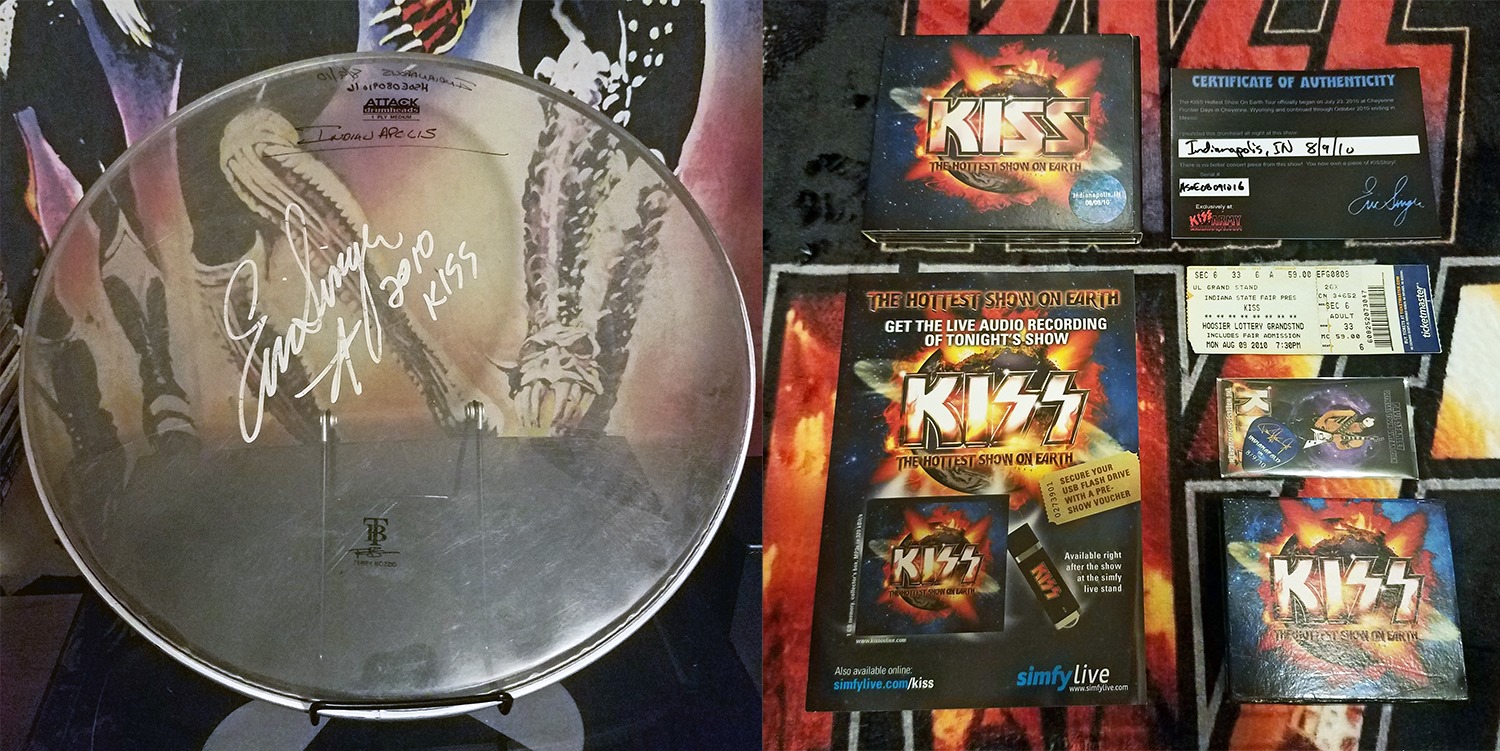 KISS autographed Eric Singer drum heads review