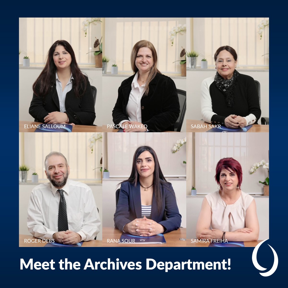 Meet the Archives department! Eliane, Pascale, Sabah, Roger, Rana ...