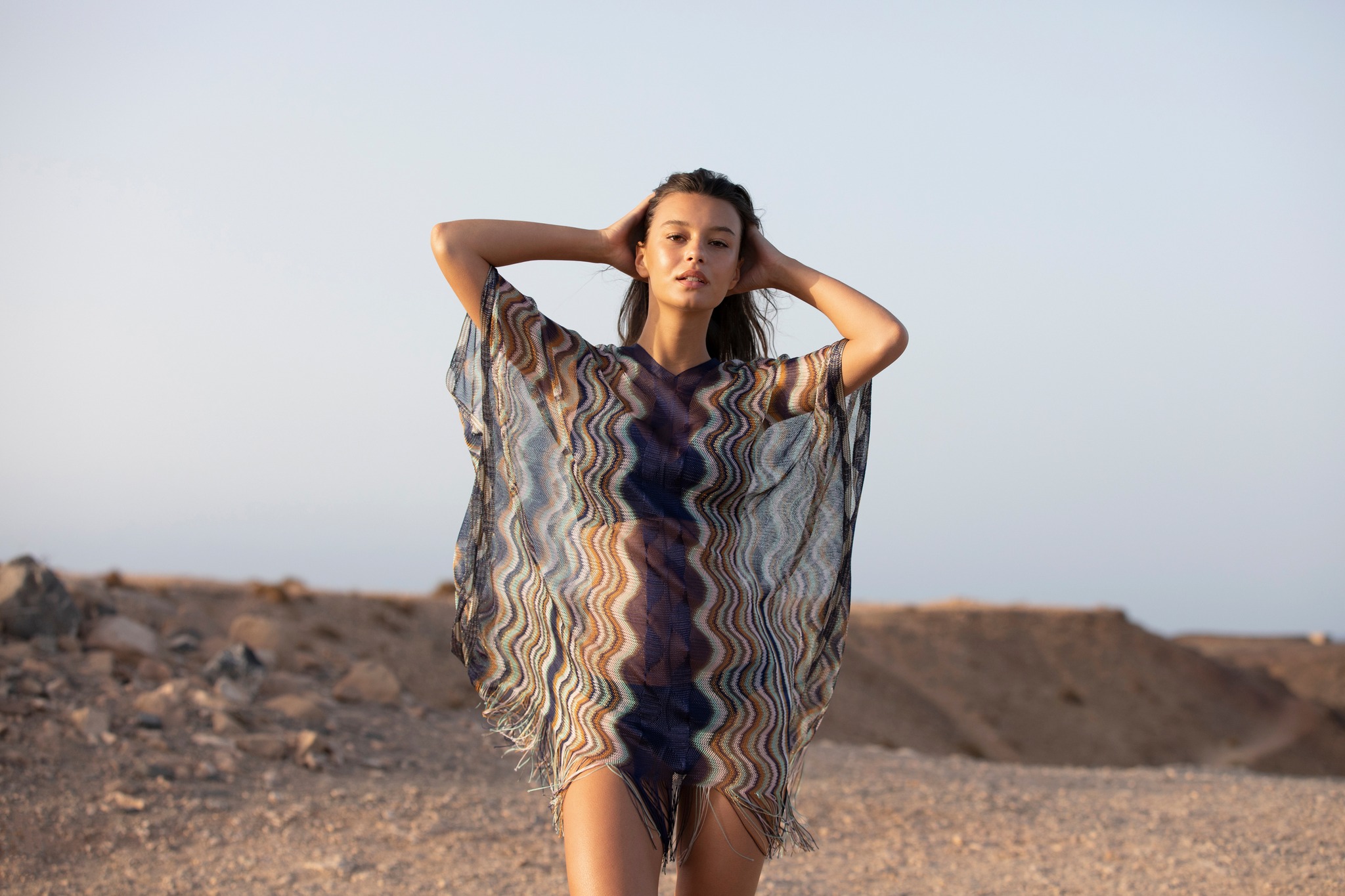 Tunique De Plage Transparente Imprimée Pain De Sucre - Taille M (Ample) - Occasion Très Bon État
