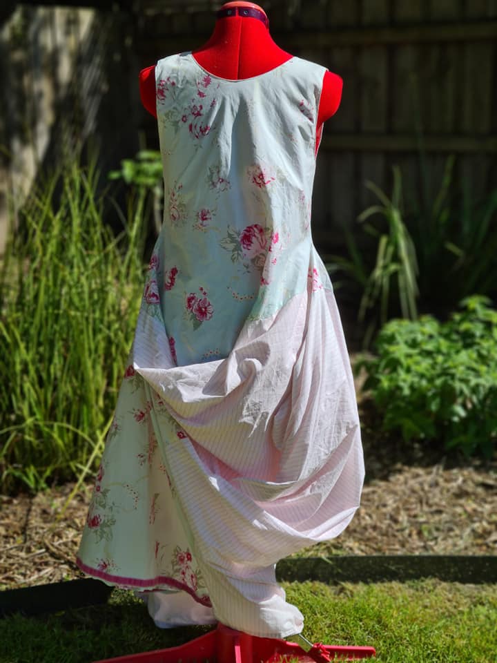 a doona (duvet) cover makes a great dress using subtraction cutting