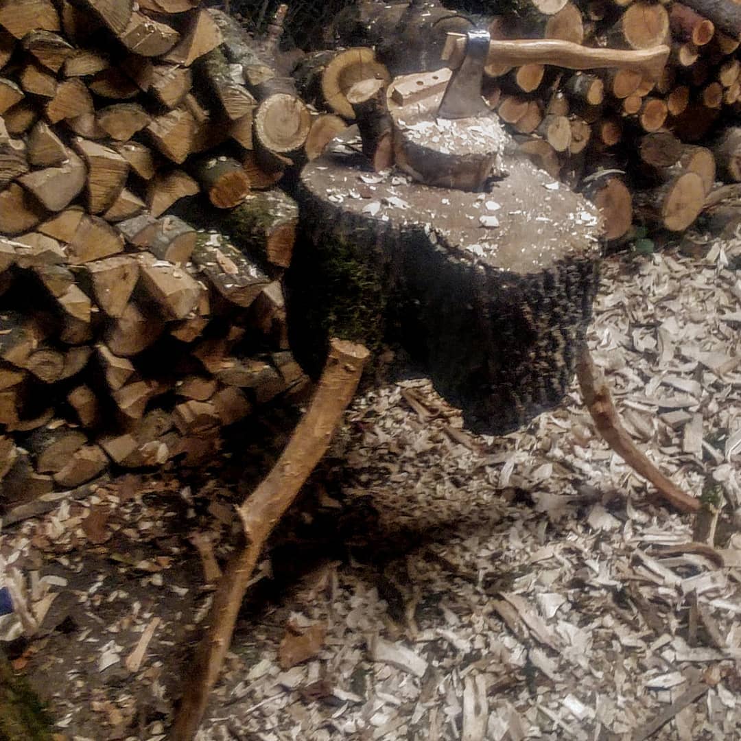 New axe block! This is a big chunk of... - Underdog Woodworks
