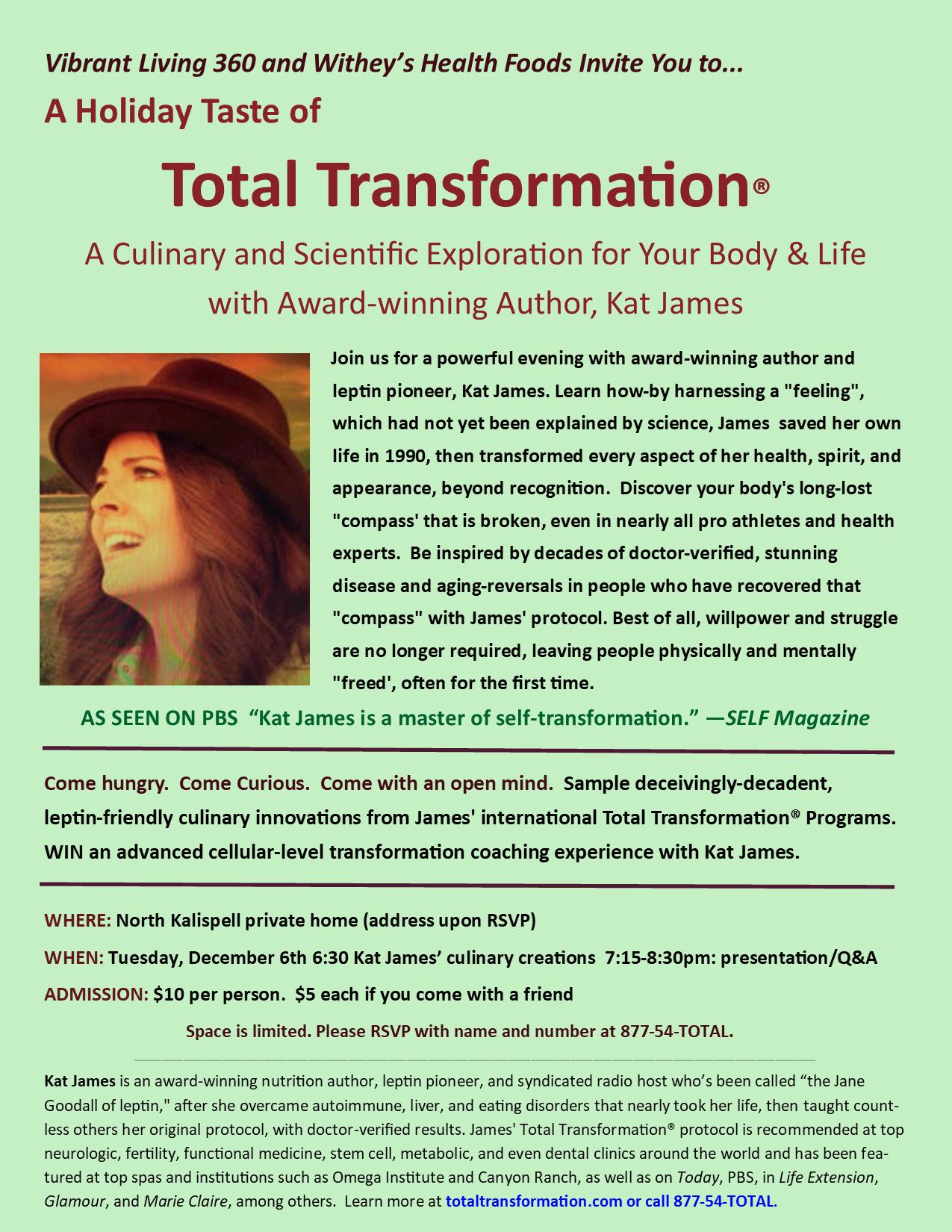 A Taste of Total Transformation: with Health Author/Pioneer Kat James ...