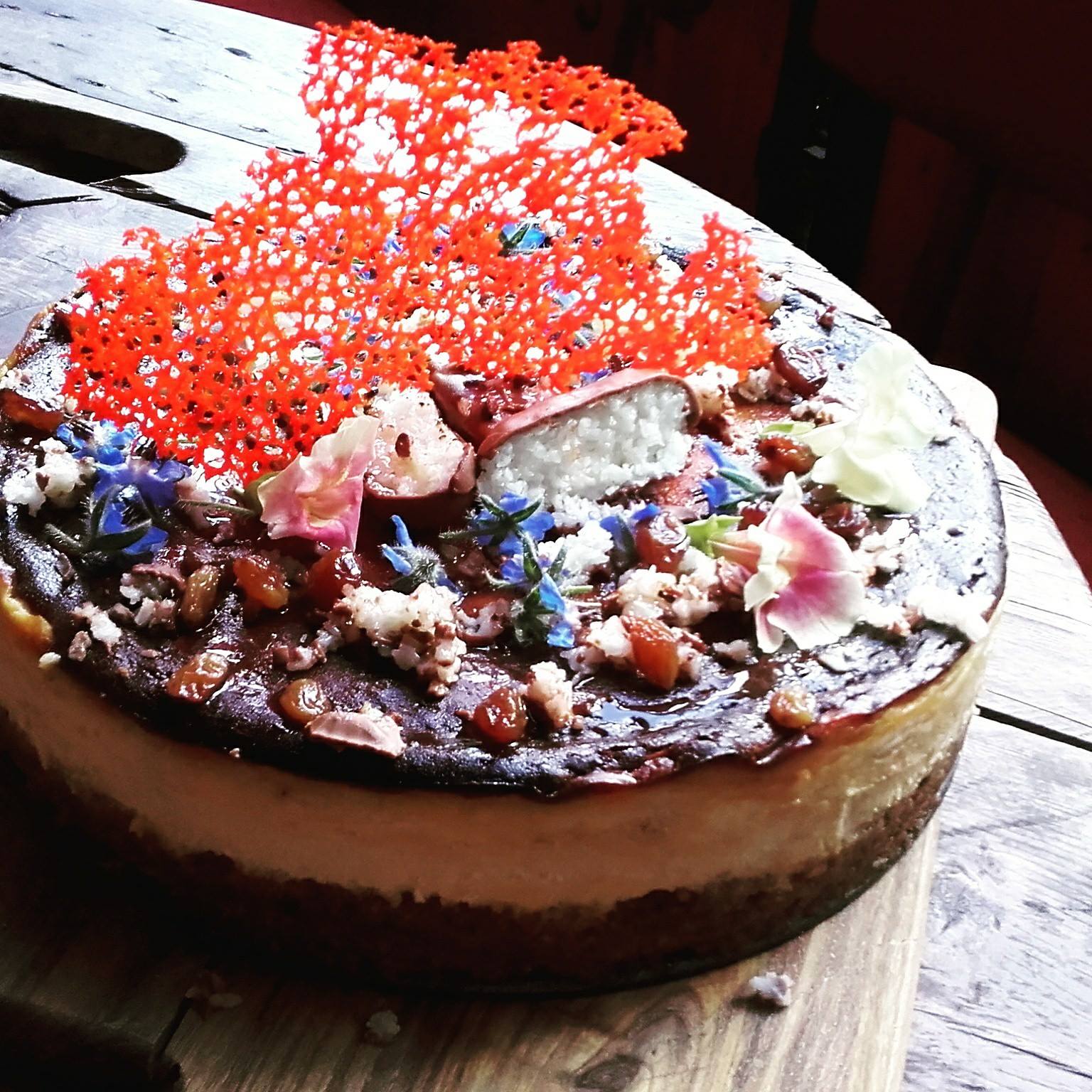 This Malibu Sunset Cheesecake is made with Malibu Rum - YUM!