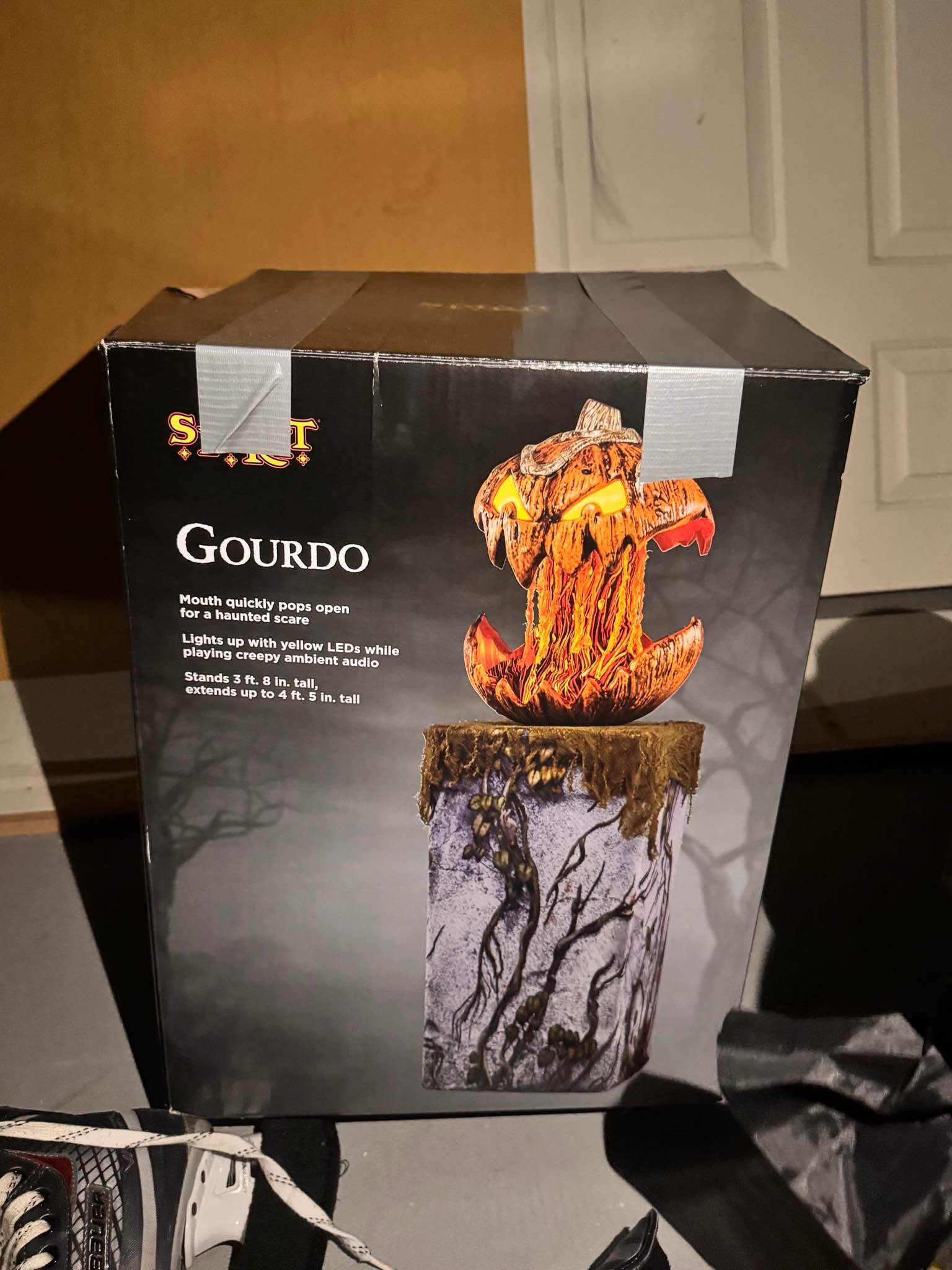 Spirit Halloween Gourdo Animatronic – 4.5 ft Light-Up Talking Pumpkin ...