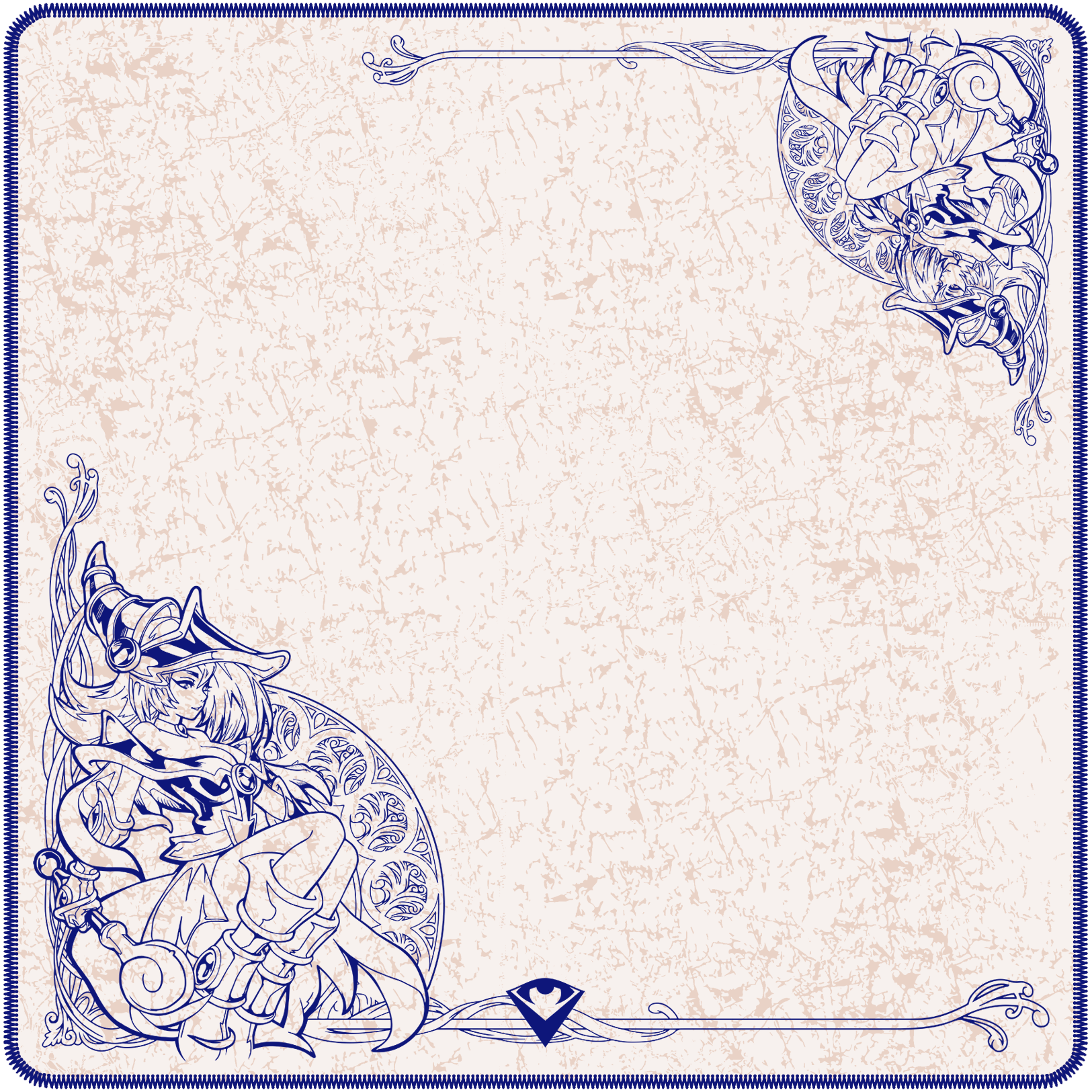 Retro Yu-Gi-Oh game mat with stitched edges