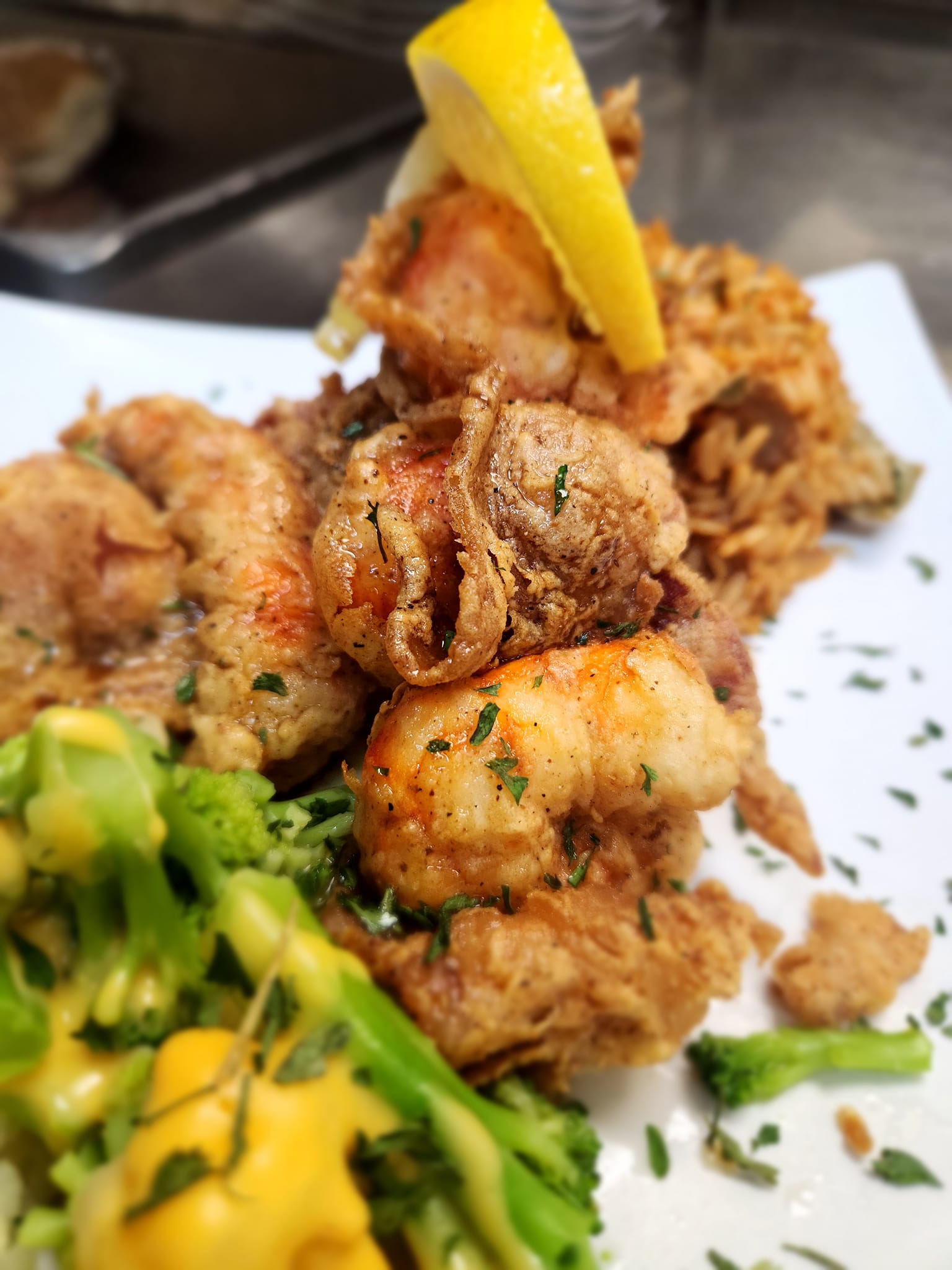 Rum Kitchen - Royal Reds en brochette, BBQ Shrimp atop an...