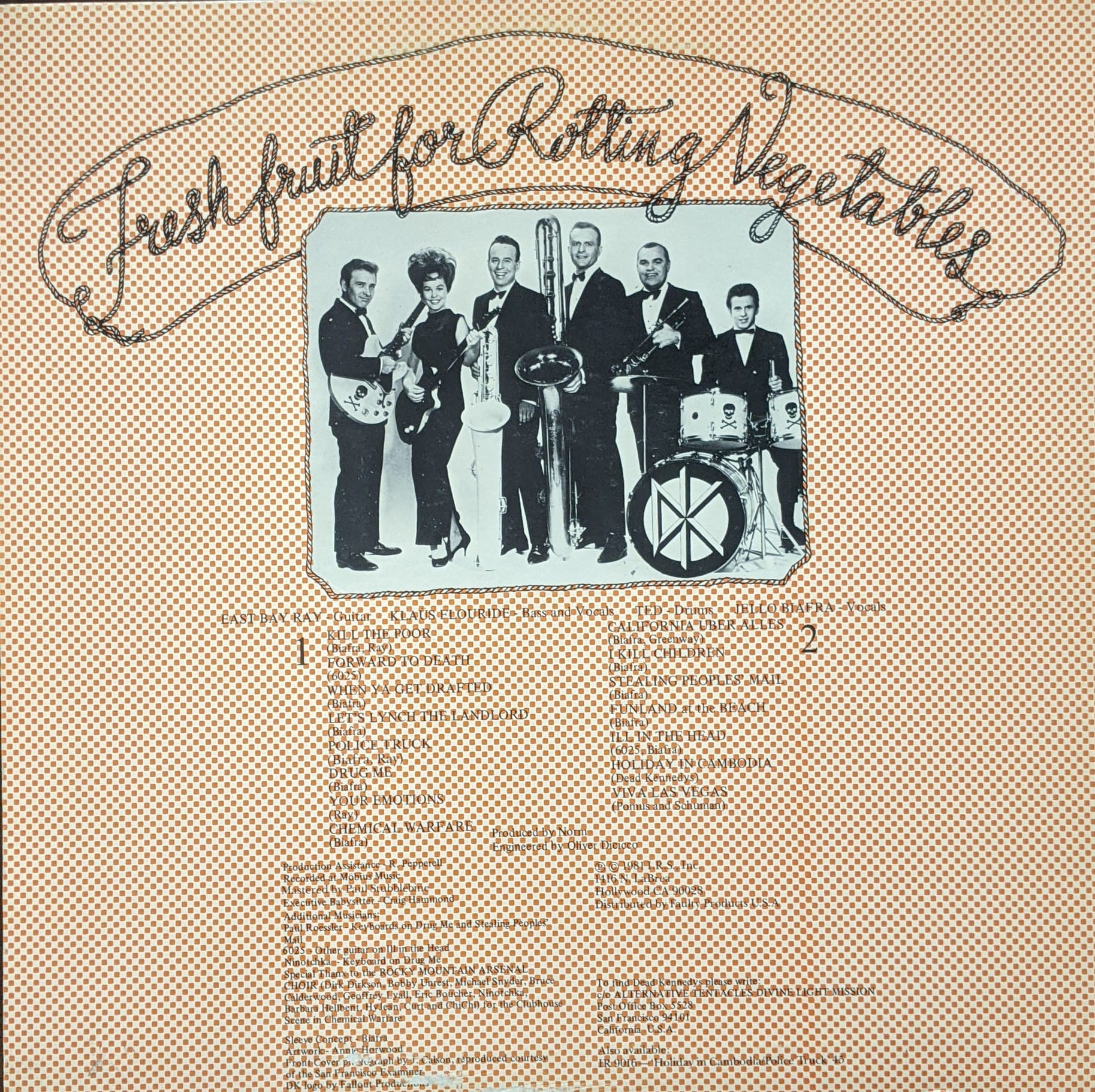 ONCE IN '81: Fresh Fruit For Rotting Vegetables LP back cover