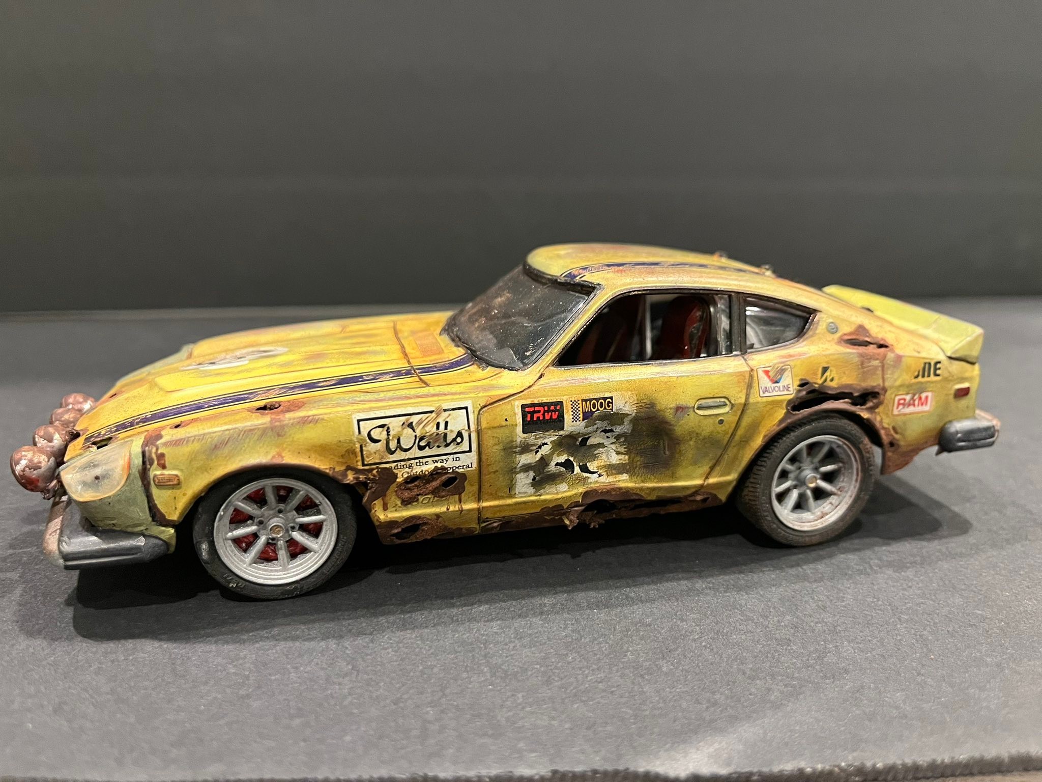 Restored Datsun 280Z rally racer model