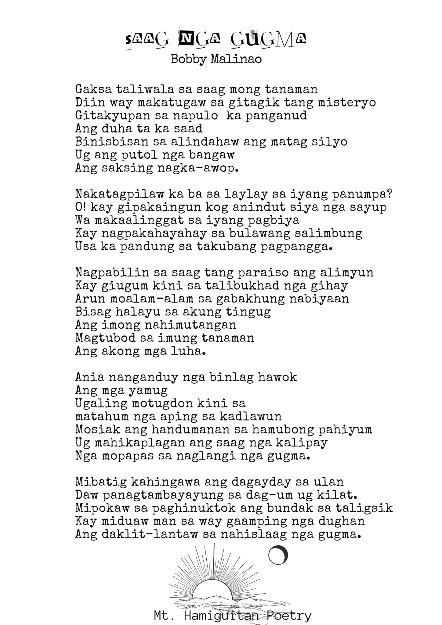 Poetry - Pagkanindot sa balak! Hear the musicality of this poem. It ...